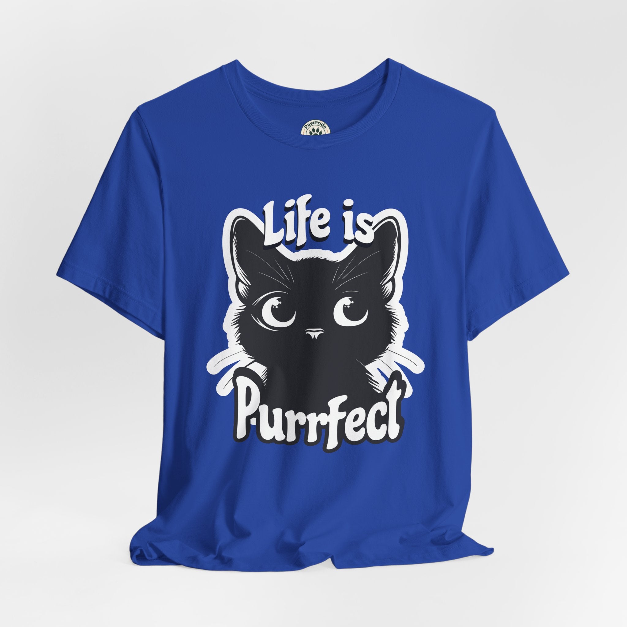 Life Is Purrfect Cat T-Shirt — Cute Black Kitten Graphic Tee for Cat Lovers