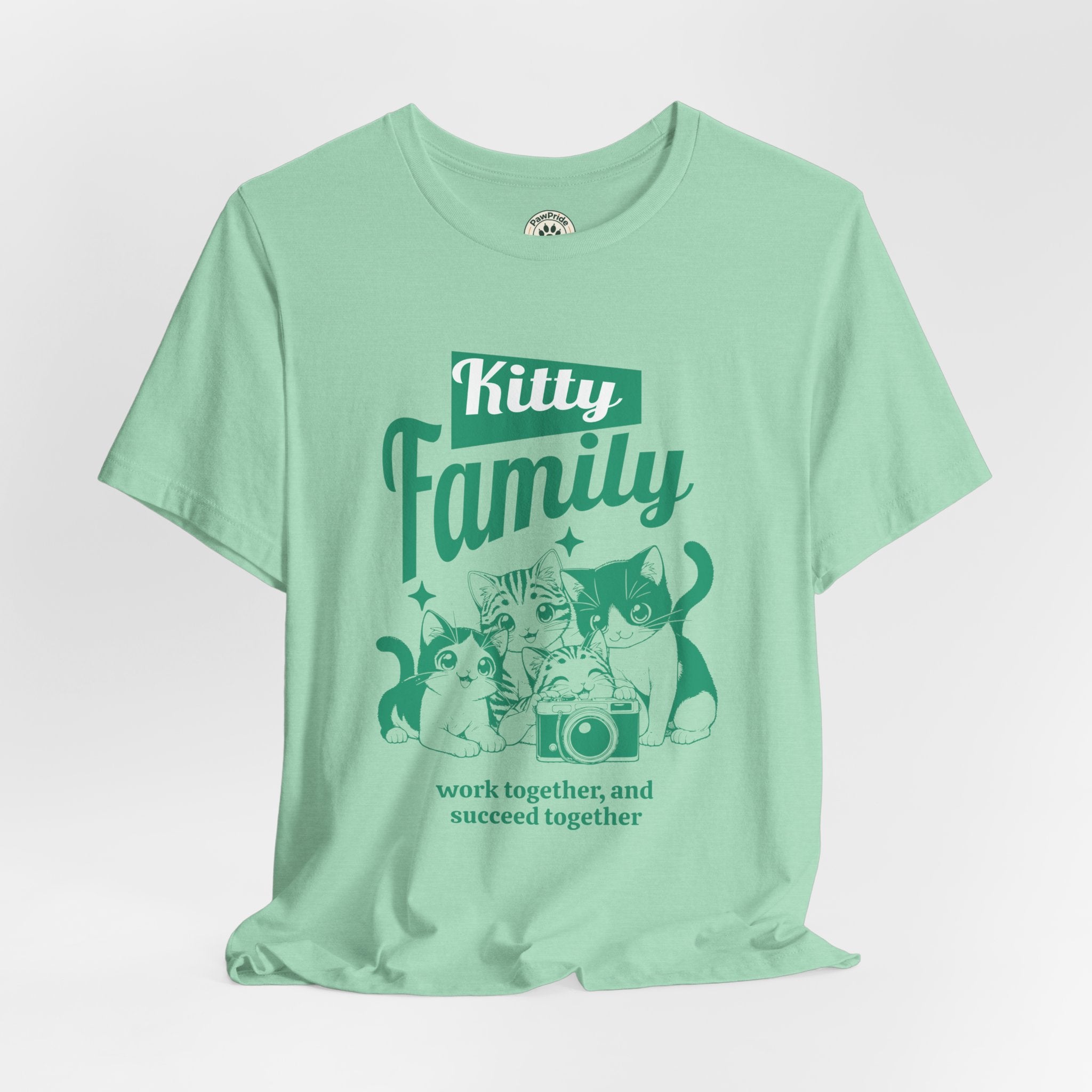 Kitty Family Tee — 'Work Together, and Succeed Together' Cat Graphic Shirt