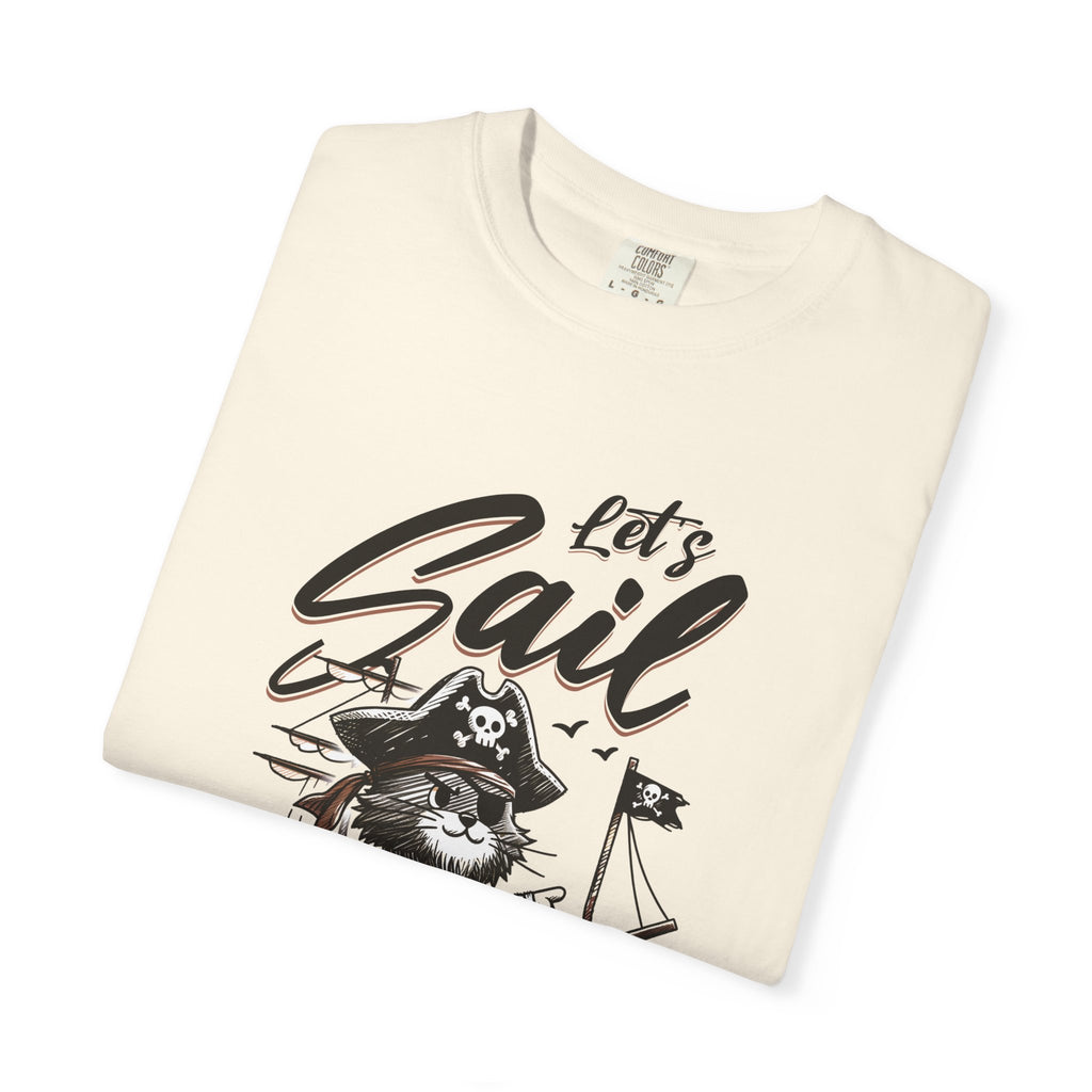 Let's Sail Pirate Cat T-Shirt — "This World Is Too Small For Us" Vintage Nautical Tee