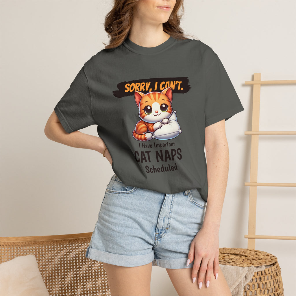 Cat Naps Scheduled T-Shirt — "Sorry, I Can't" Cute Cat Nap Graphic Tee