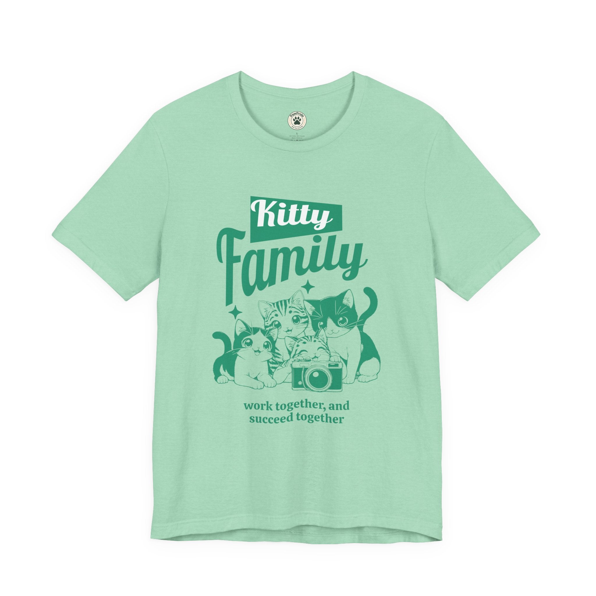 Kitty Family Tee — 'Work Together, and Succeed Together' Cat Graphic Shirt