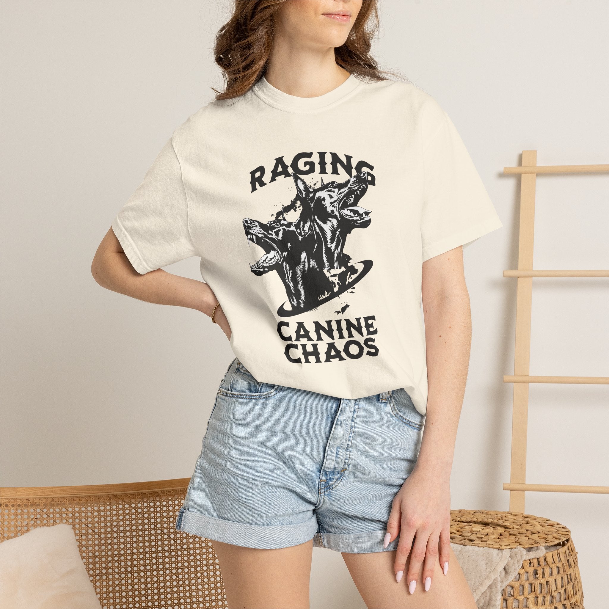 Raging Canine Chaos T-Shirt — Vintage Dog Skull Graphic Tee