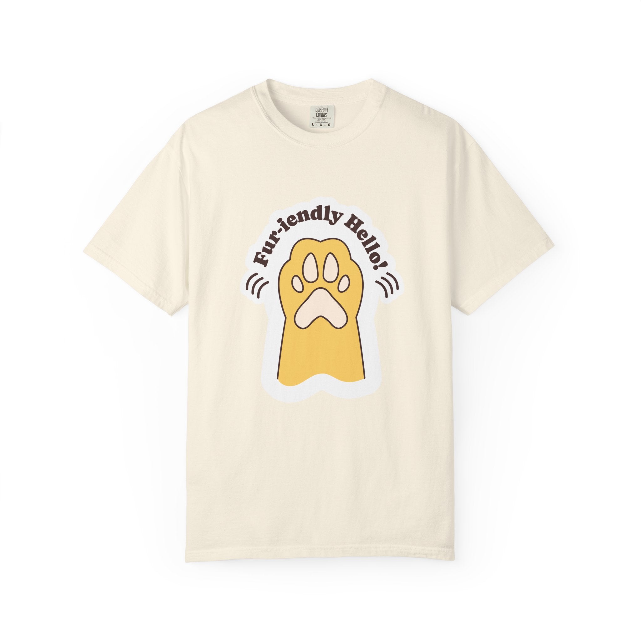 Pet Paw Graphic T-Shirt — "Fur-rendly Hello" Cute Animal Lover Tee