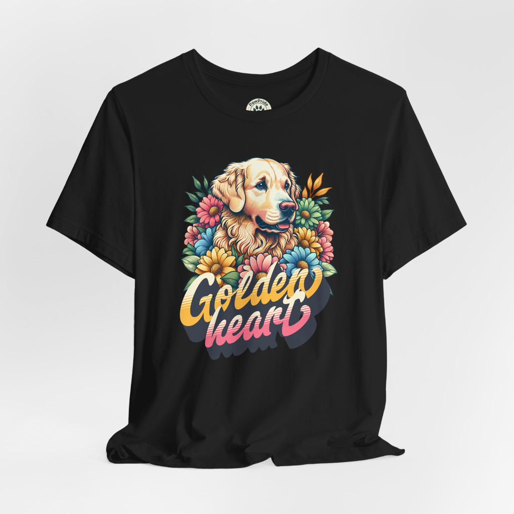 Golden Heart T-Shirt — Retro Floral Golden Retriever Tee