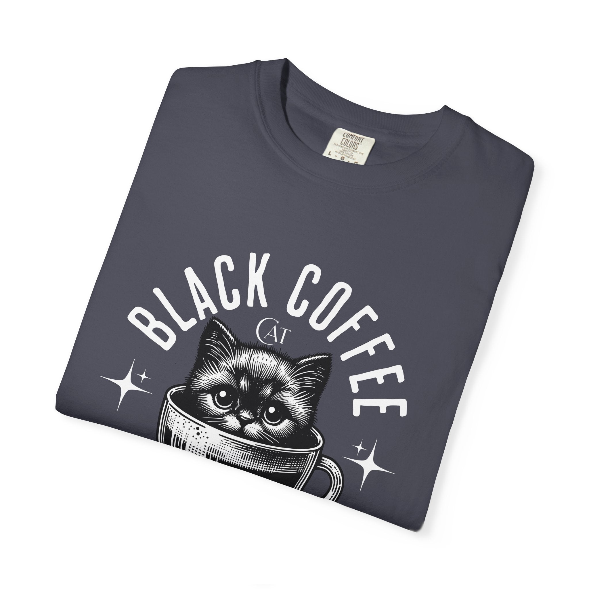 Black Coffee Cat T-Shirt — Cute Cat in Coffee Cup Graphic Tee