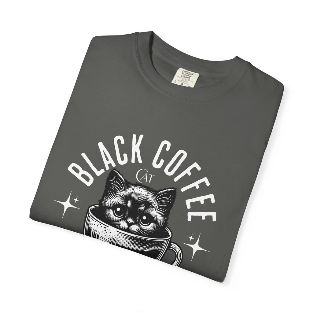 Black Coffee Cat T-Shirt — Cute Cat in Coffee Cup Graphic Tee