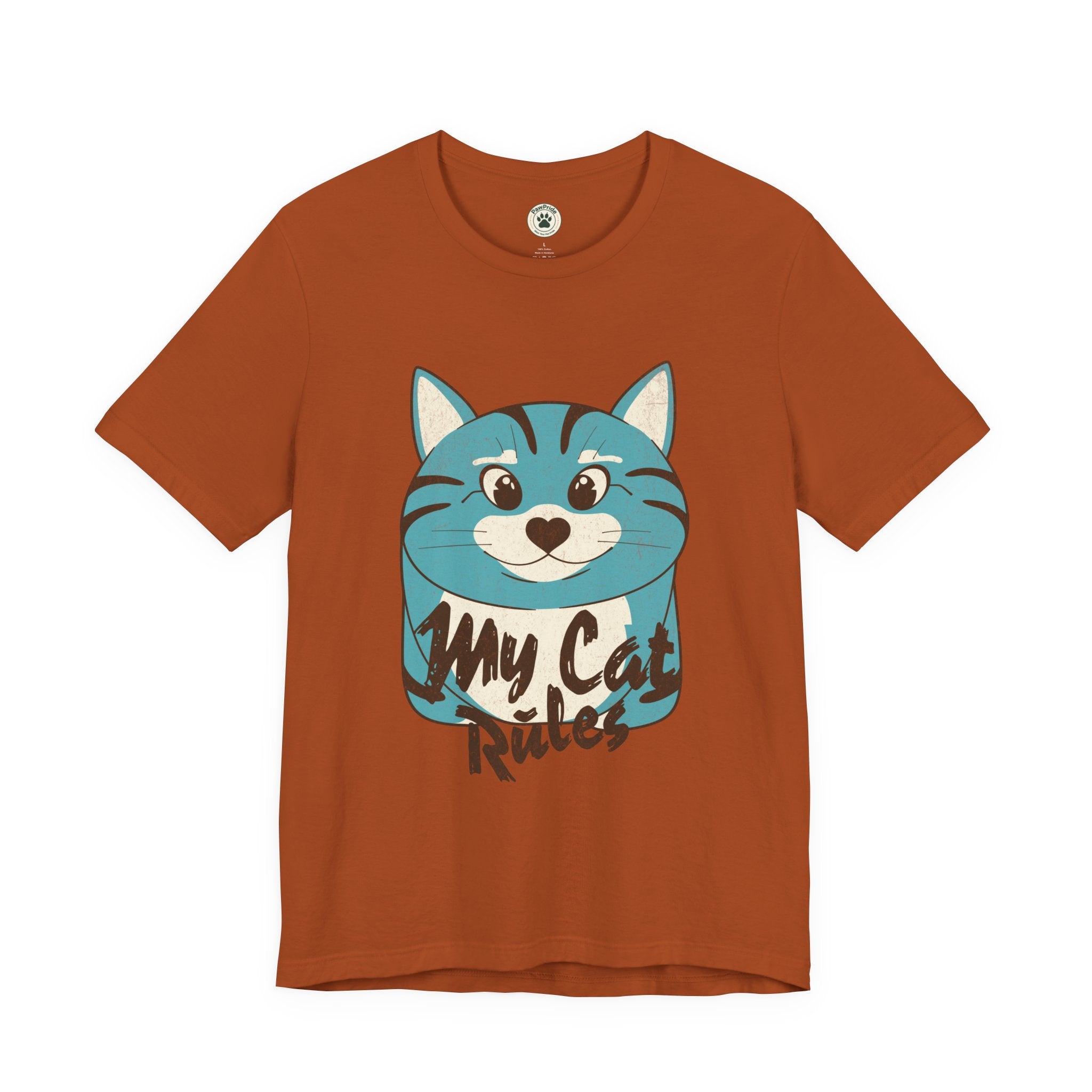 My Cat Rules T-Shirt — Cute Blue Cat Graphic Tee for Cat Lovers