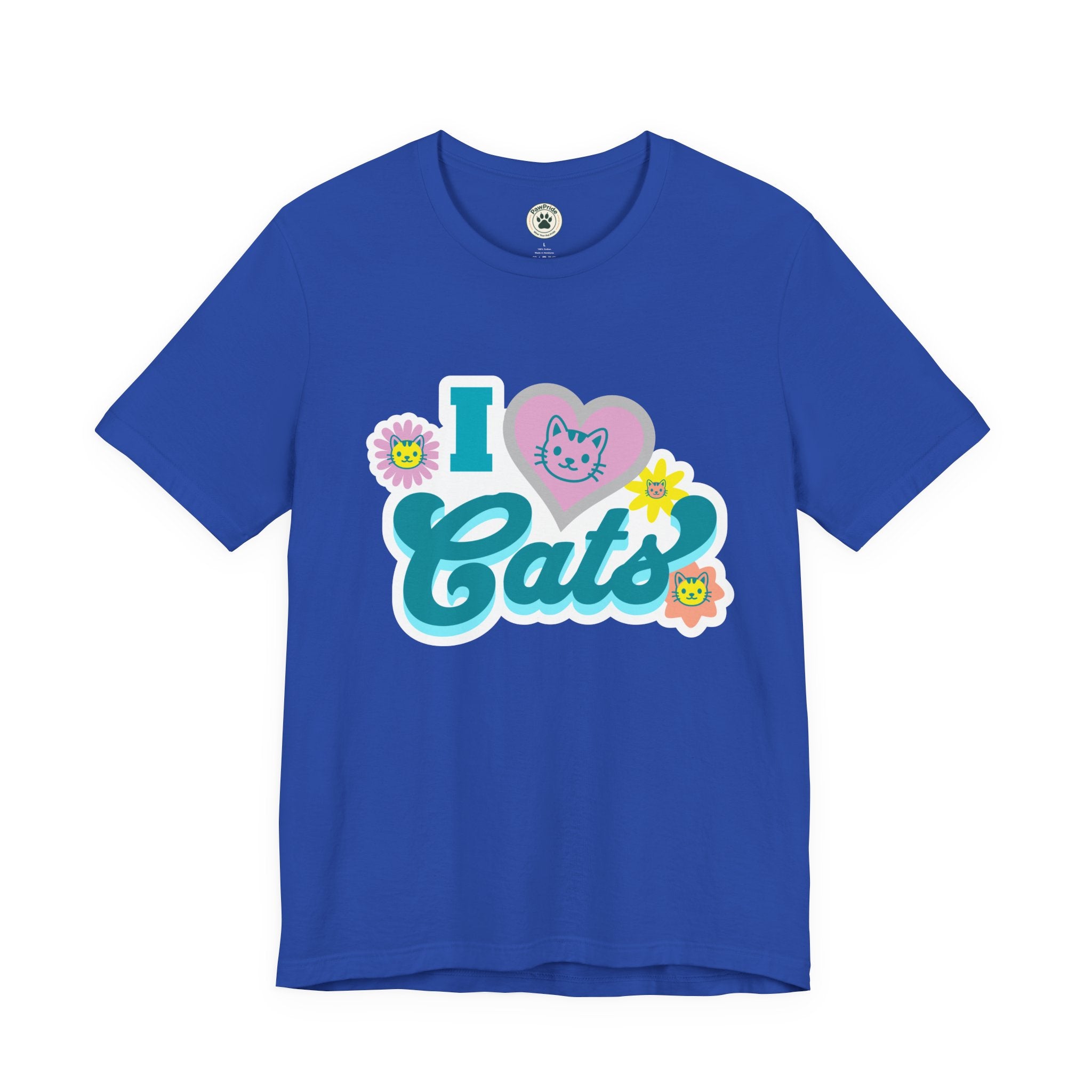 I  Cats Retro Floral Tee — Cute Cat Lover Graphic T-Shirt