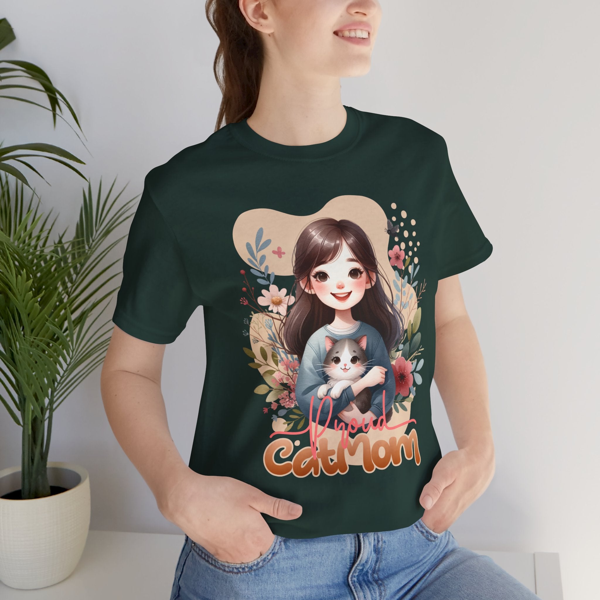 Cat Mom T-Shirt — Cute Floral Illustration Tee for Women Cat Lovers