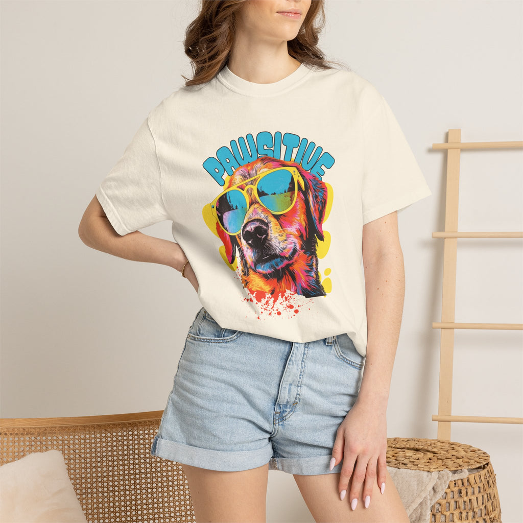 Pawsitive Dog Graphic T-Shirt — Retro Sunglasses Puppy Tee