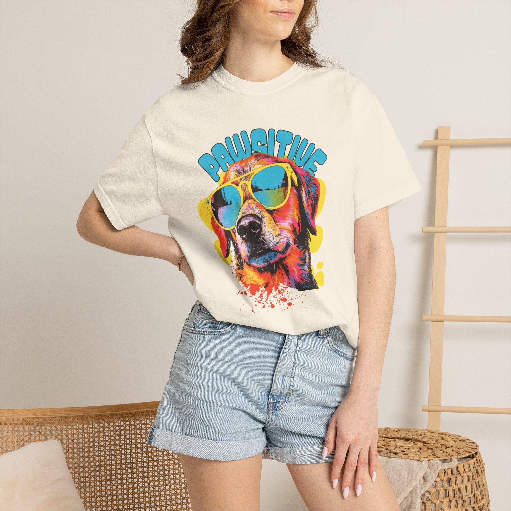 Pawsitive Dog Graphic T-Shirt — Retro Sunglasses Puppy Tee