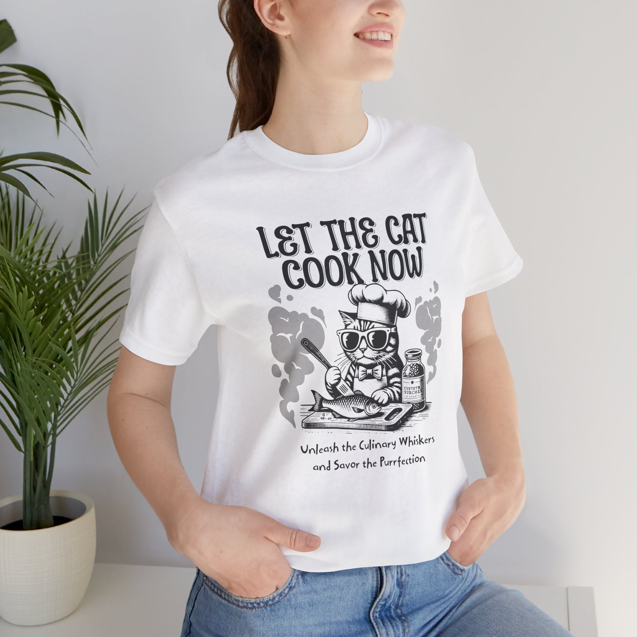 Let The Cat Cook Now T-Shirt — Funny Chef Cat Cooking Tee