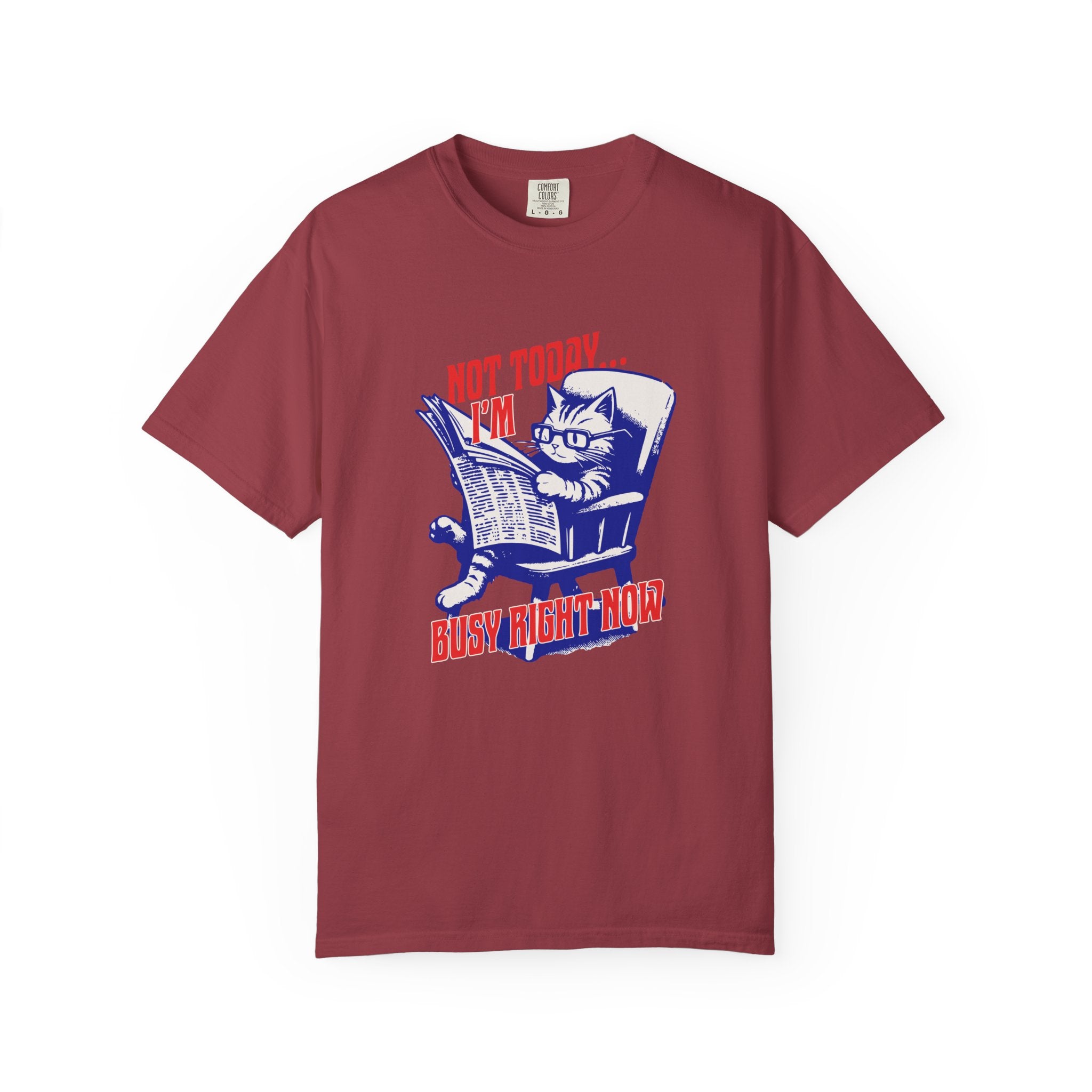 Cat Reading T-Shirt — "Not Today... I'm Busy Right Now" Vintage Graphic Tee