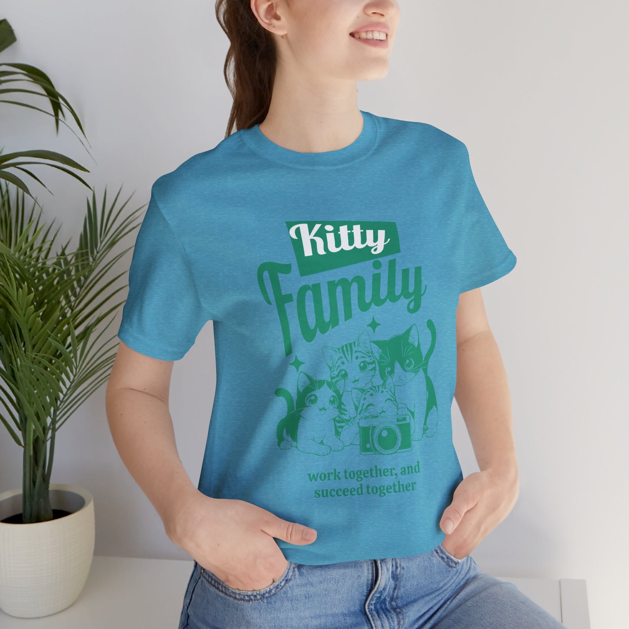 Kitty Family Tee — 'Work Together, and Succeed Together' Cat Graphic Shirt