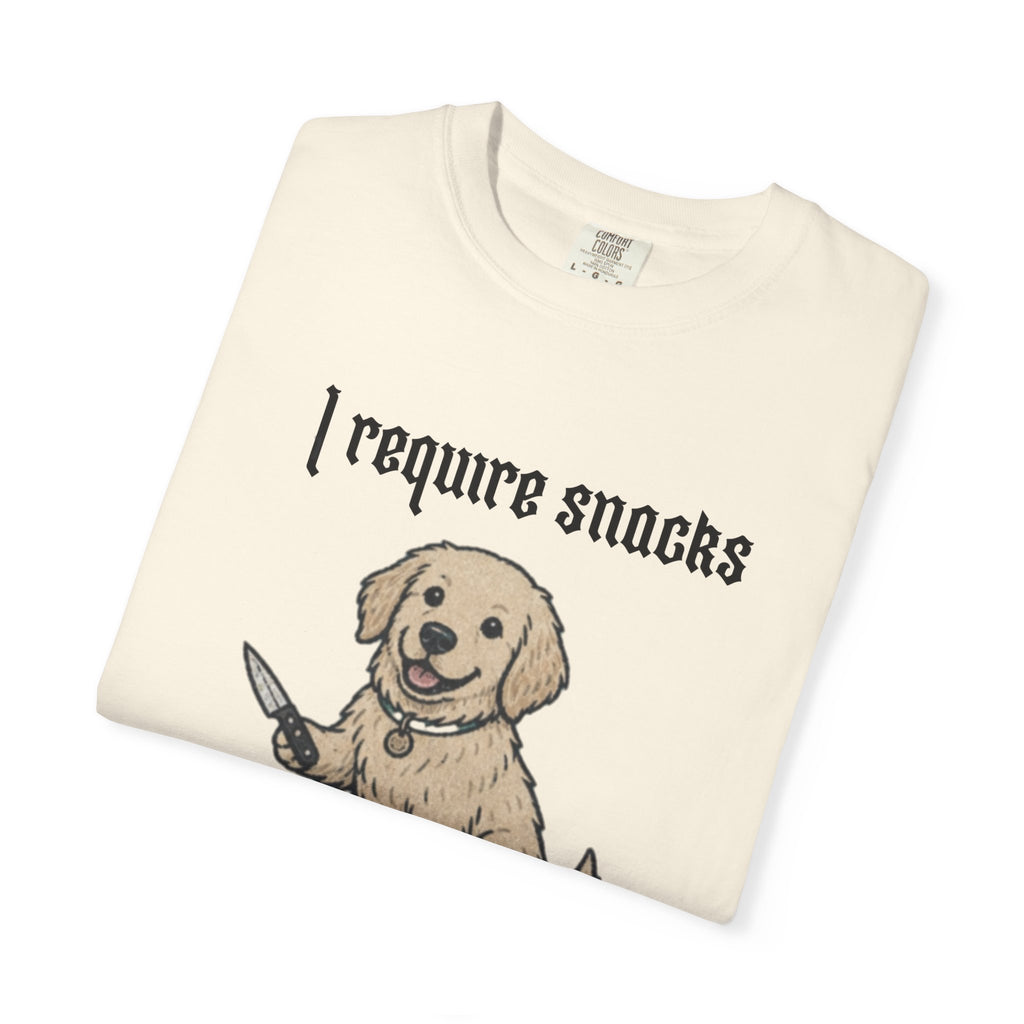 I Require Snacks T-Shirt — Cute Golden Retriever Graphic Tee