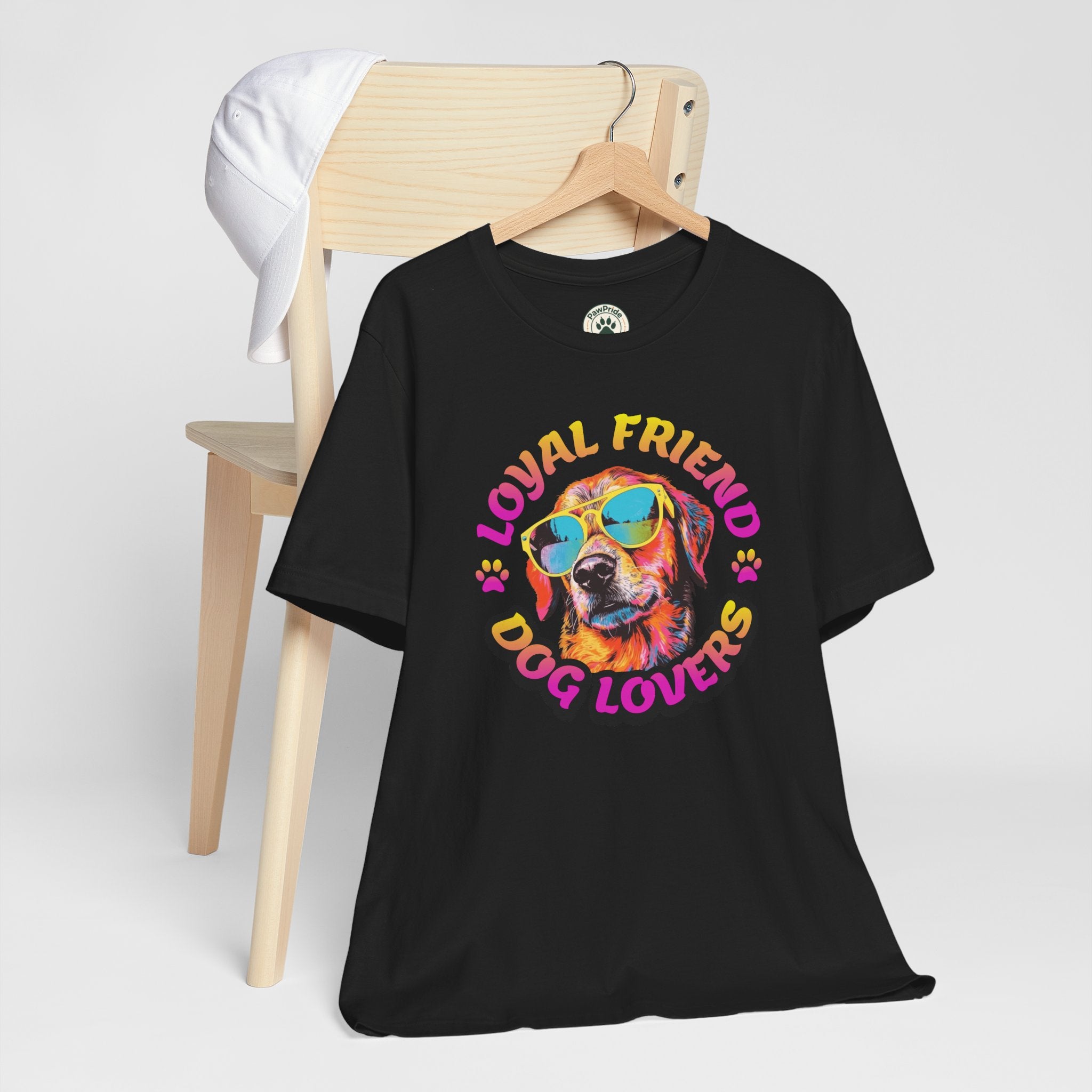 Dog Lovers T-Shirt — "Loyal Friend" Colorful Sunglasses Puppy Tee