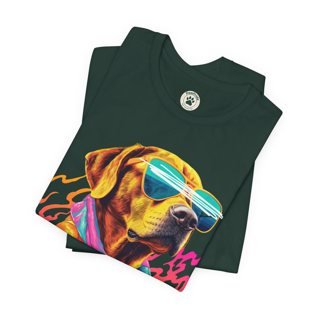 Chill Sunglasses Dog Tee — Retro Neon “CHILL” Graphic T-Shirt