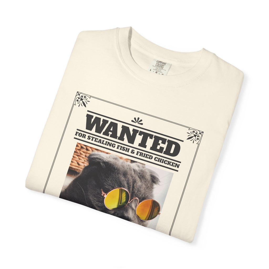 Wanted 'Gangsta Cat' T-Shirt — Vintage Wanted Poster Cat with Sunglasses