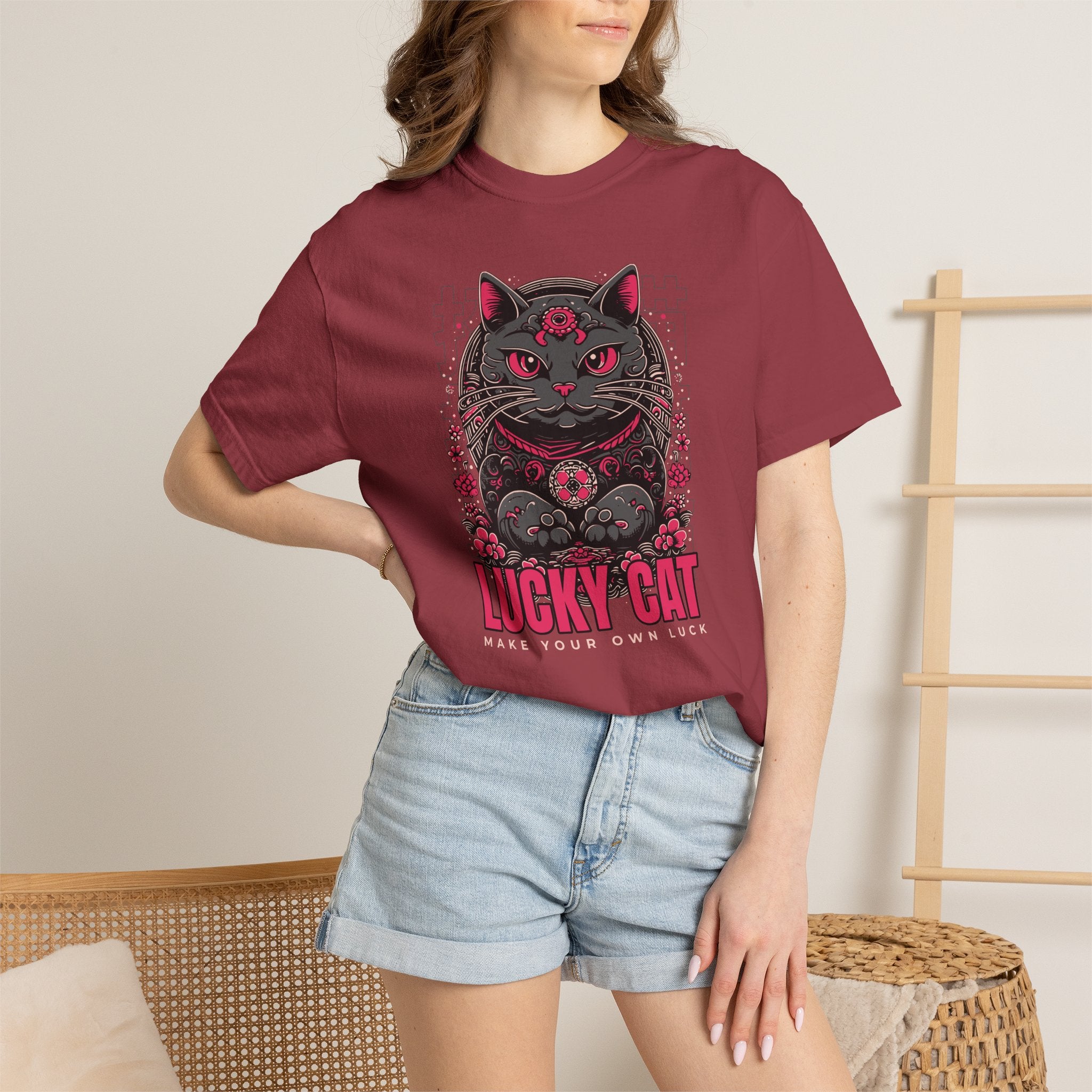 Lucky Cat Graphic T-Shirt — Gothic Maneki Neko Tee