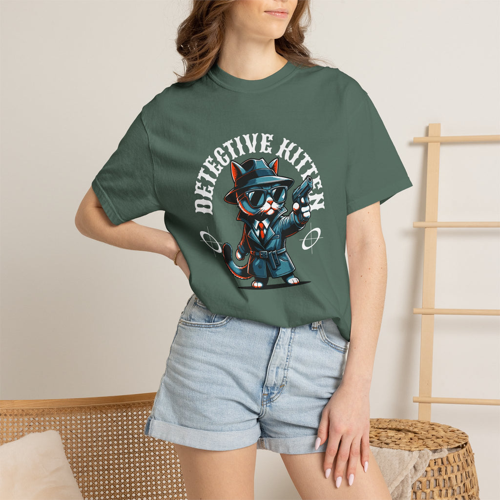 Detective Kitten T-Shirt — Cute Noir Cat Graphic Tee