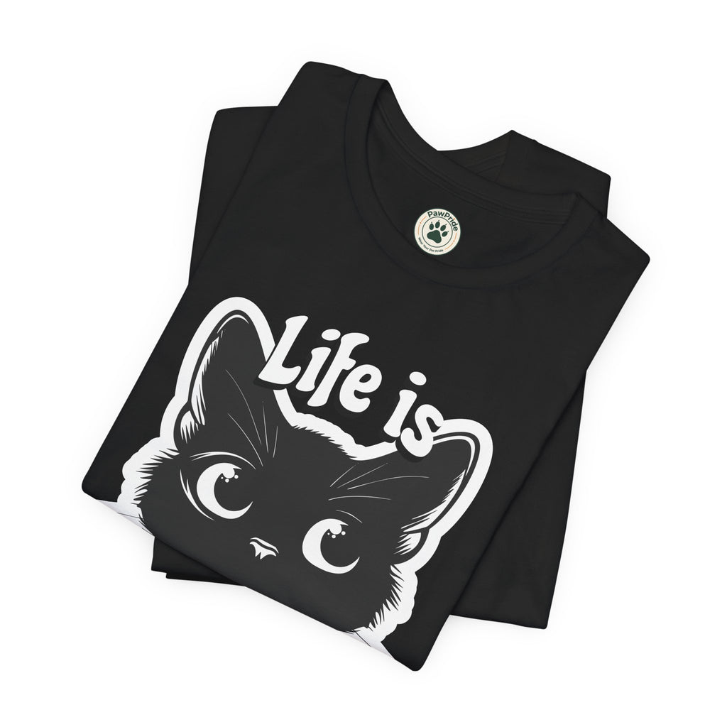Life Is Purrfect Cat T-Shirt — Cute Black Kitten Graphic Tee for Cat Lovers