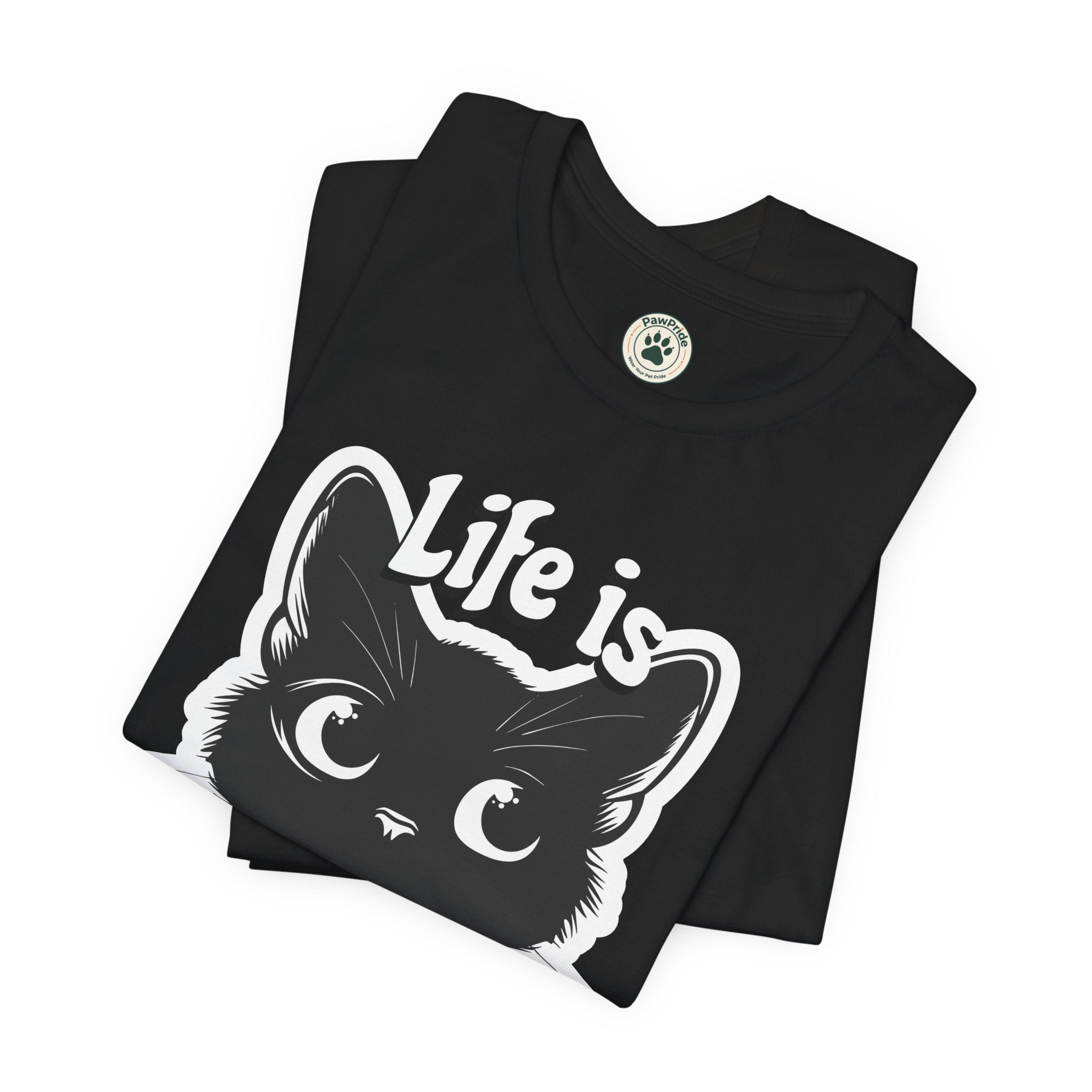 Life Is Purrfect Cat T-Shirt — Cute Black Kitten Graphic Tee for Cat Lovers