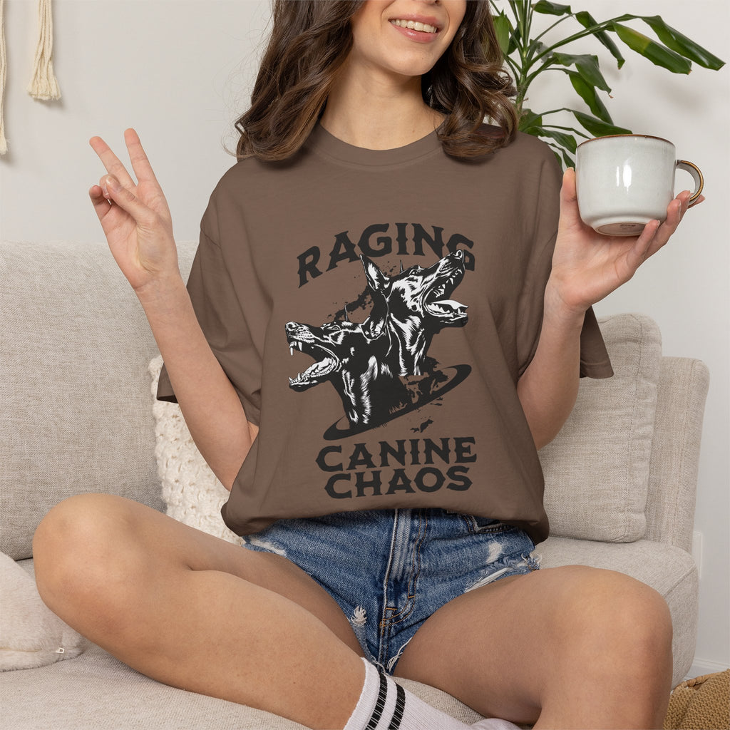 Raging Canine Chaos T-Shirt — Vintage Dog Skull Graphic Tee