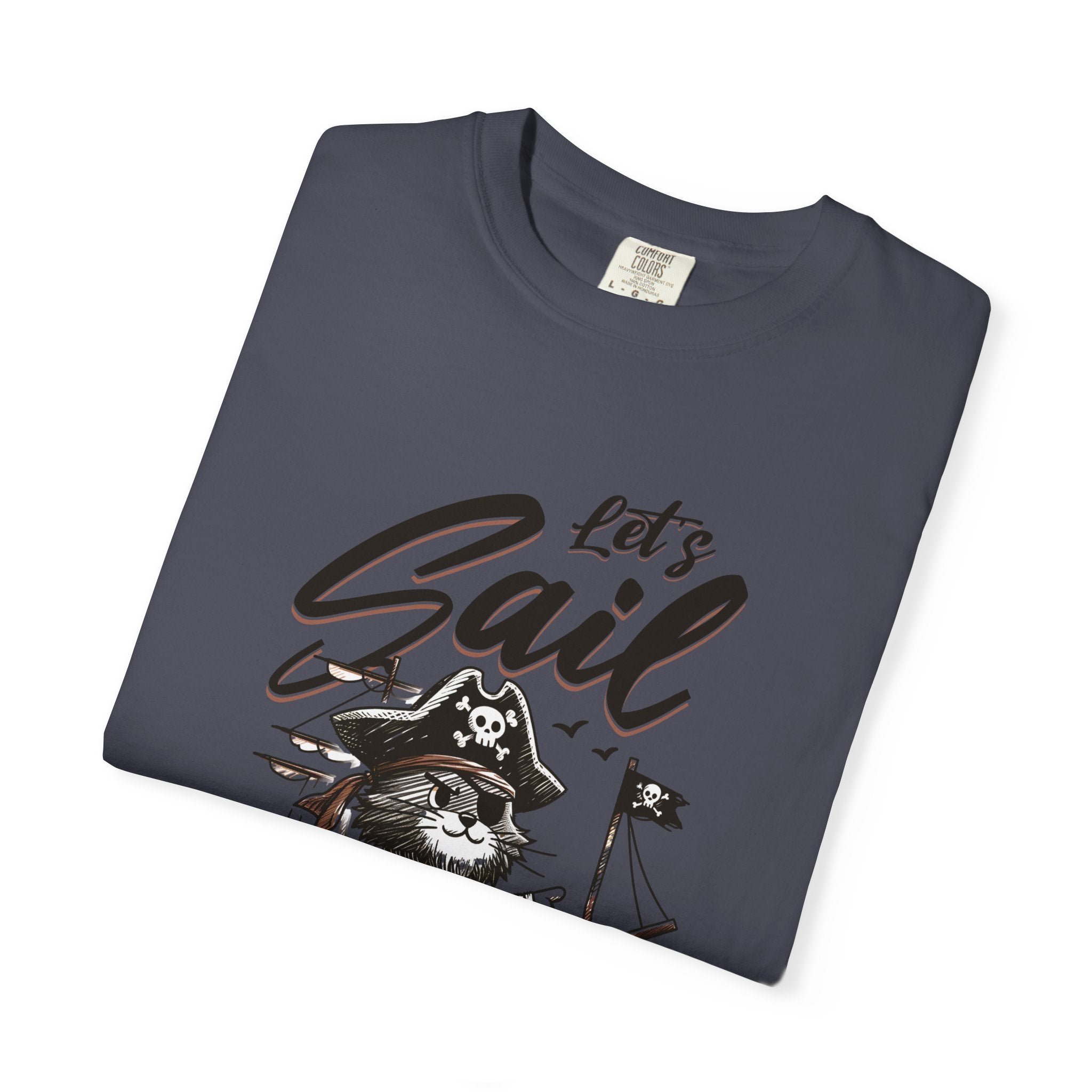 Let's Sail Pirate Cat T-Shirt — "This World Is Too Small For Us" Vintage Nautical Tee
