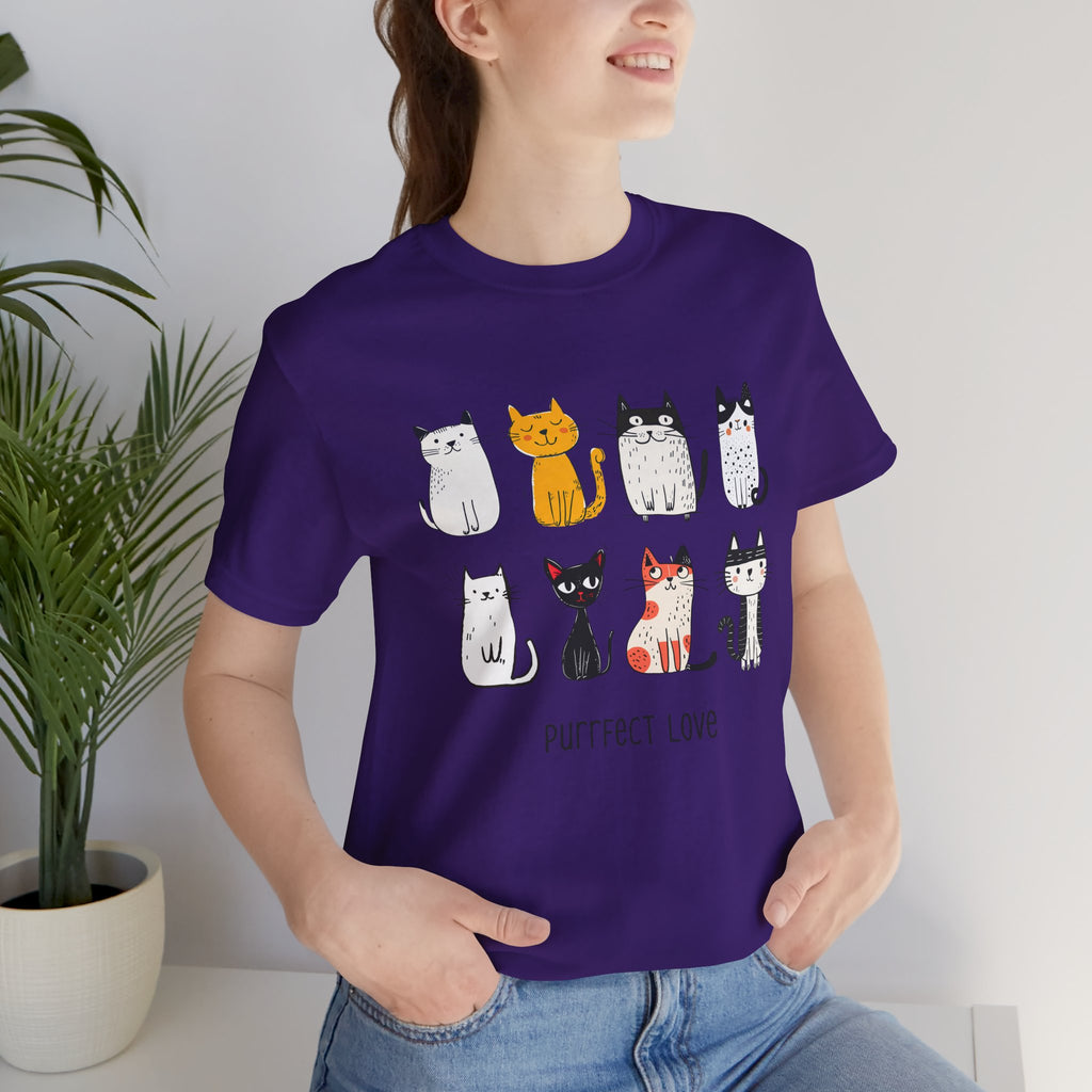 Purrfect Love Cat T-Shirt — Cute Cartoon Cats Tee for Cat Lovers
