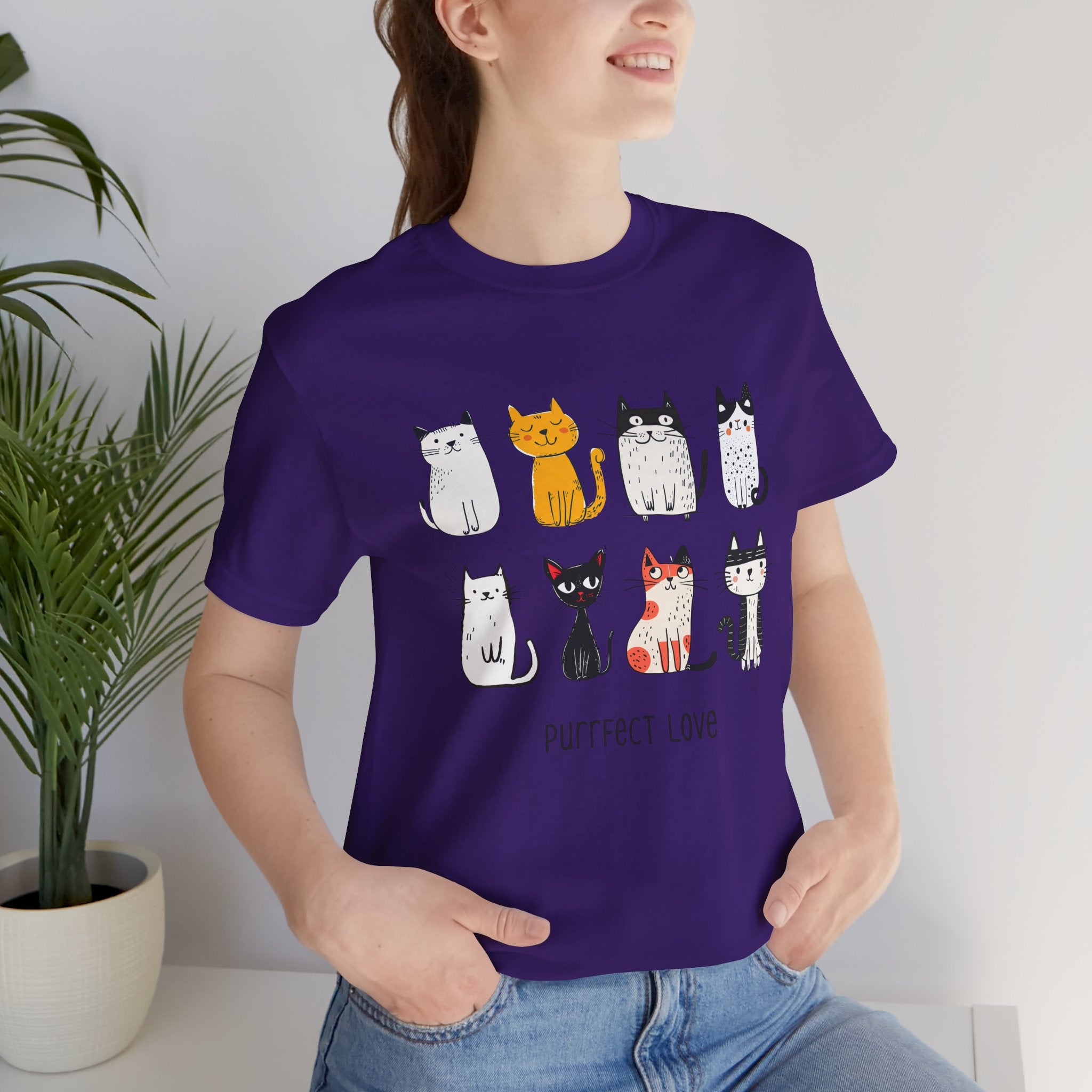 Purrfect Love Cat T-Shirt — Cute Cartoon Cats Tee for Cat Lovers