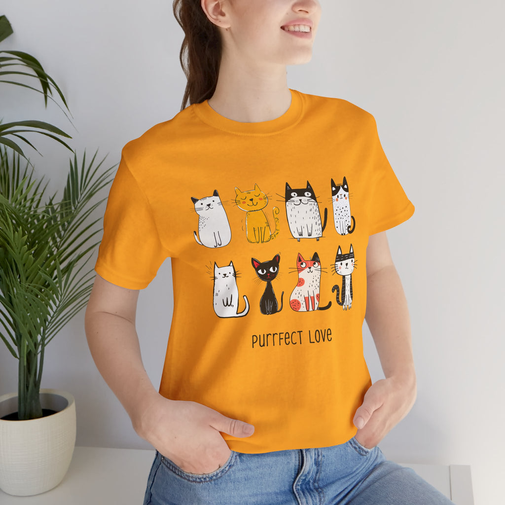 Purrfect Love Cat T-Shirt — Cute Cartoon Cats Tee for Cat Lovers