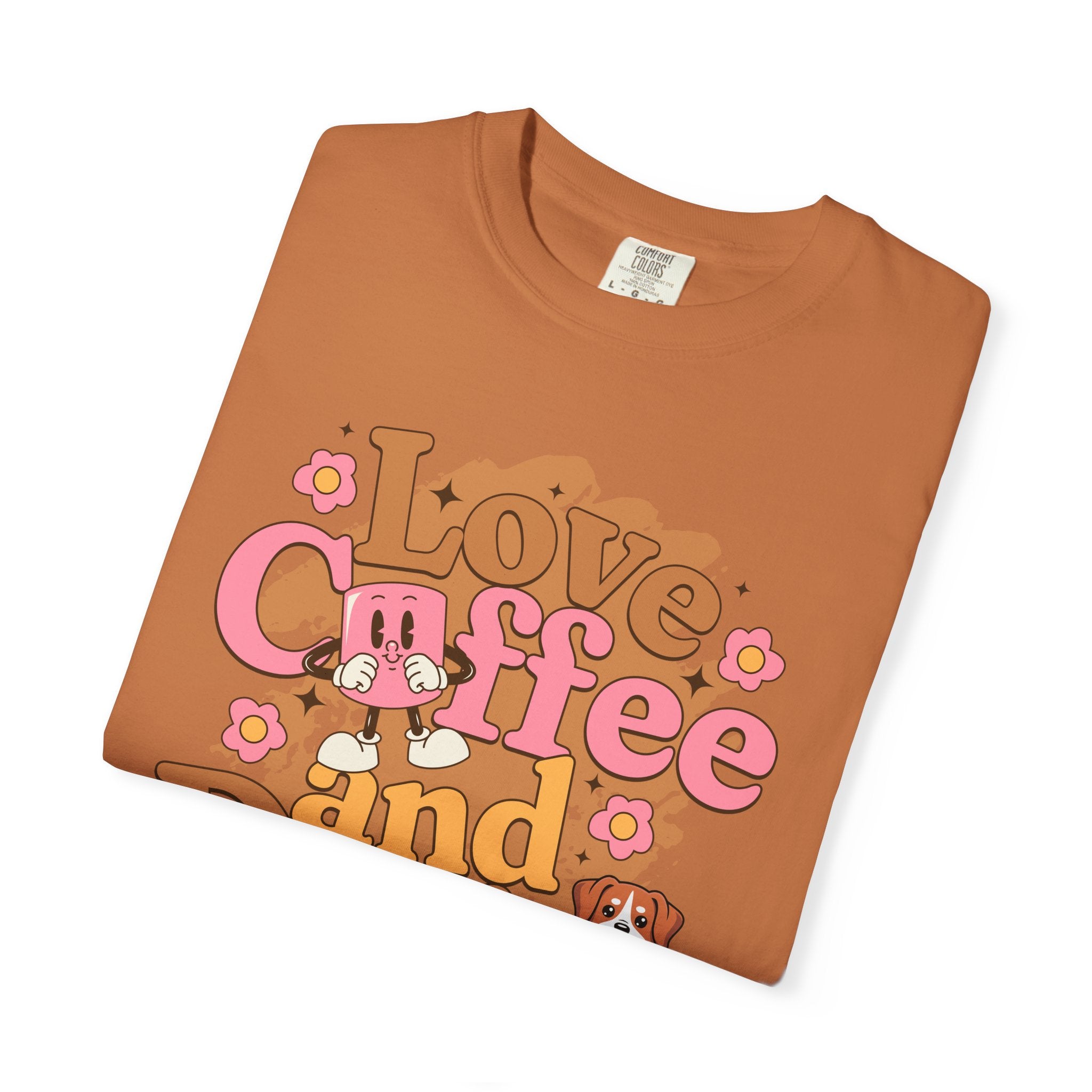Love Coffee and Dogs T-Shirt — Retro Floral Dog Lover Tee