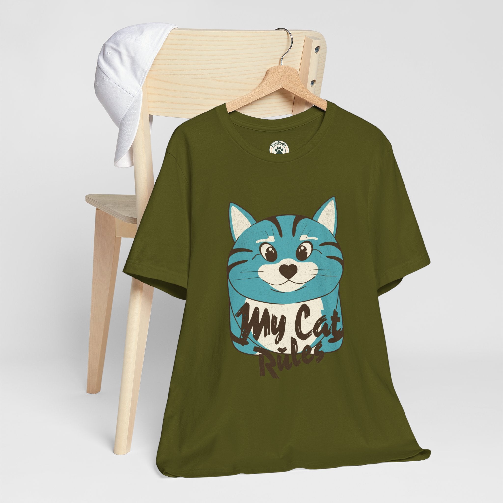 My Cat Rules T-Shirt — Cute Blue Cat Graphic Tee for Cat Lovers