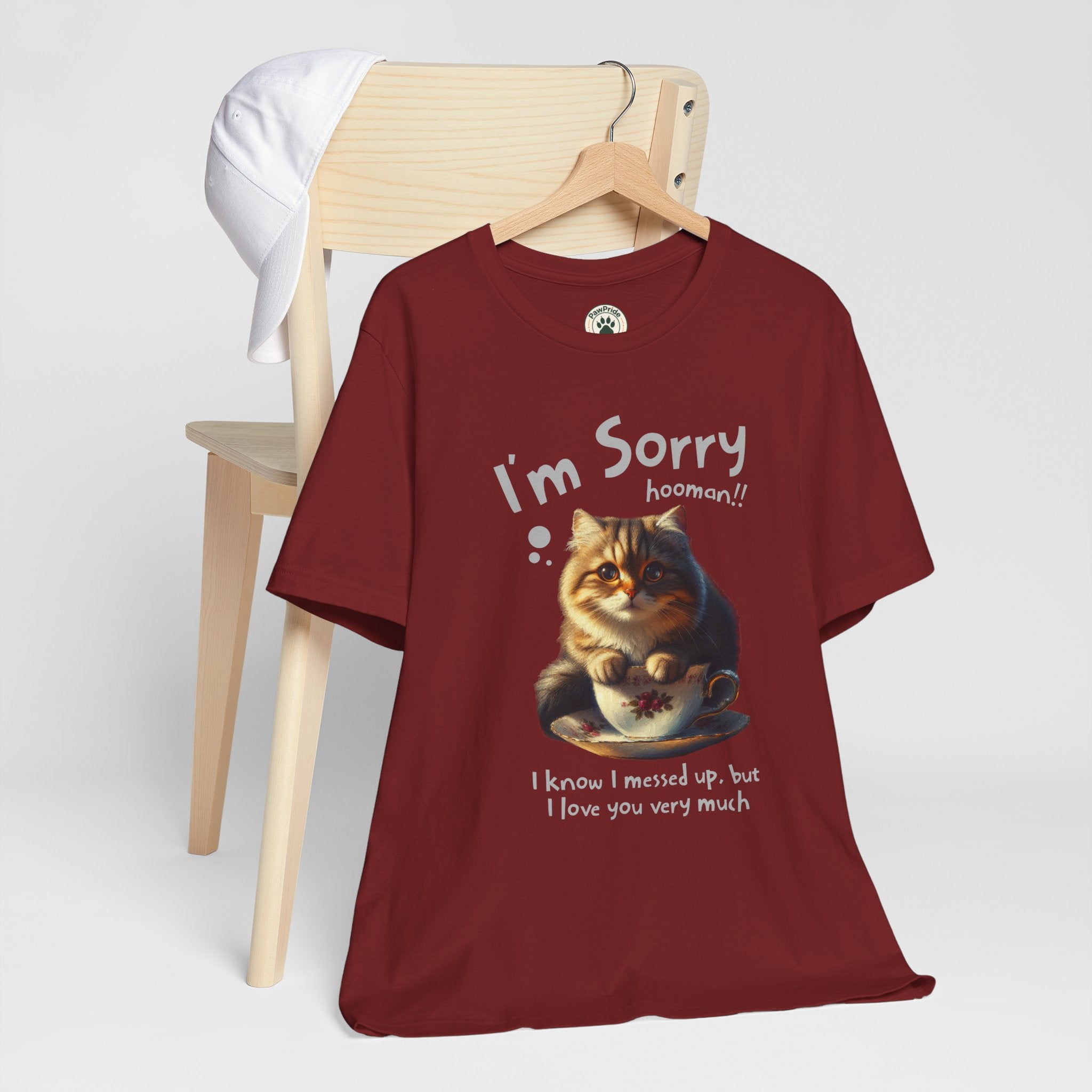 Sorry Kitten T‑Shirt – Cute Apology Cat Tee (‘I’m Sorry hooman!! I know I messed up, but I love you very much’)