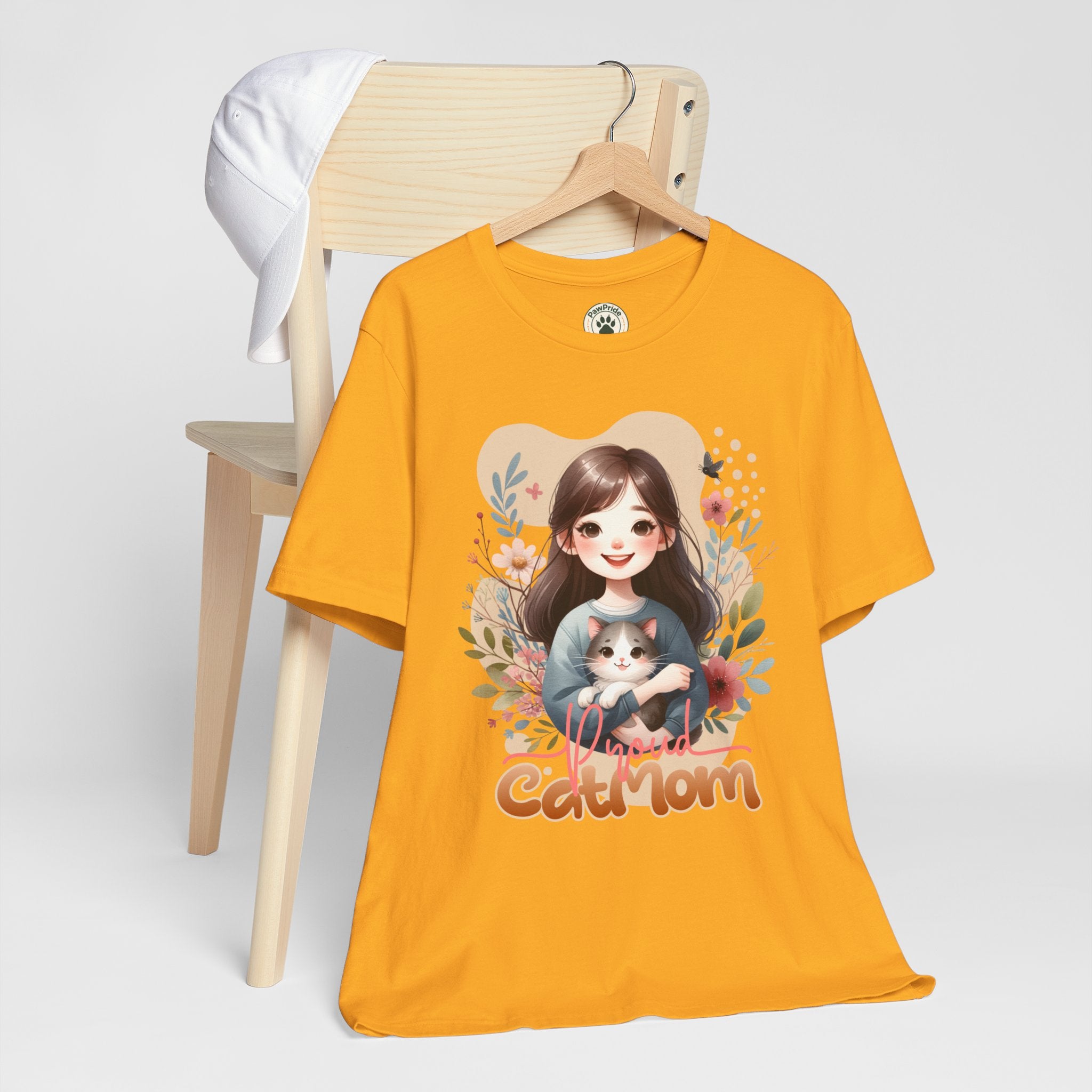 Cat Mom T-Shirt — Cute Floral Illustration Tee for Women Cat Lovers