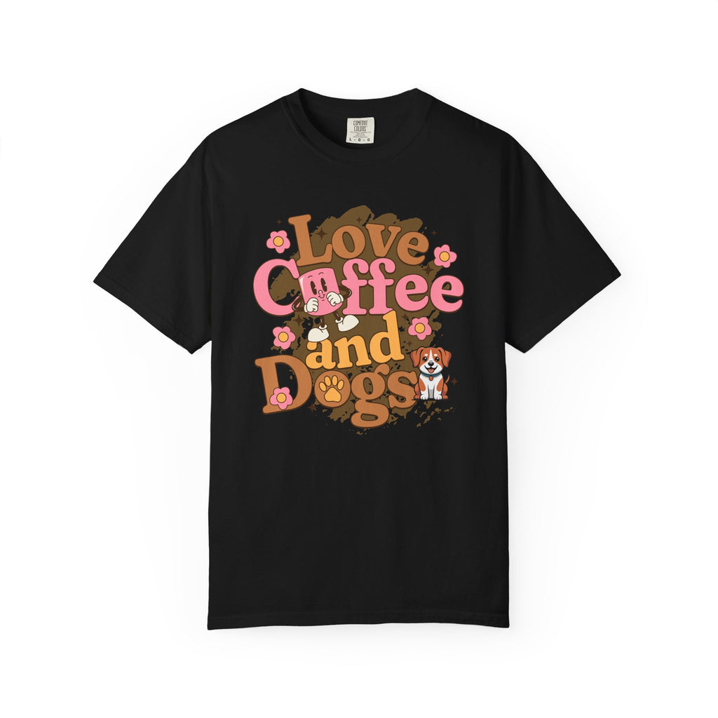 Love Coffee and Dogs T-Shirt — Retro Floral Dog Lover Tee