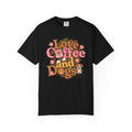 Love Coffee and Dogs T-Shirt — Retro Floral Dog Lover Tee