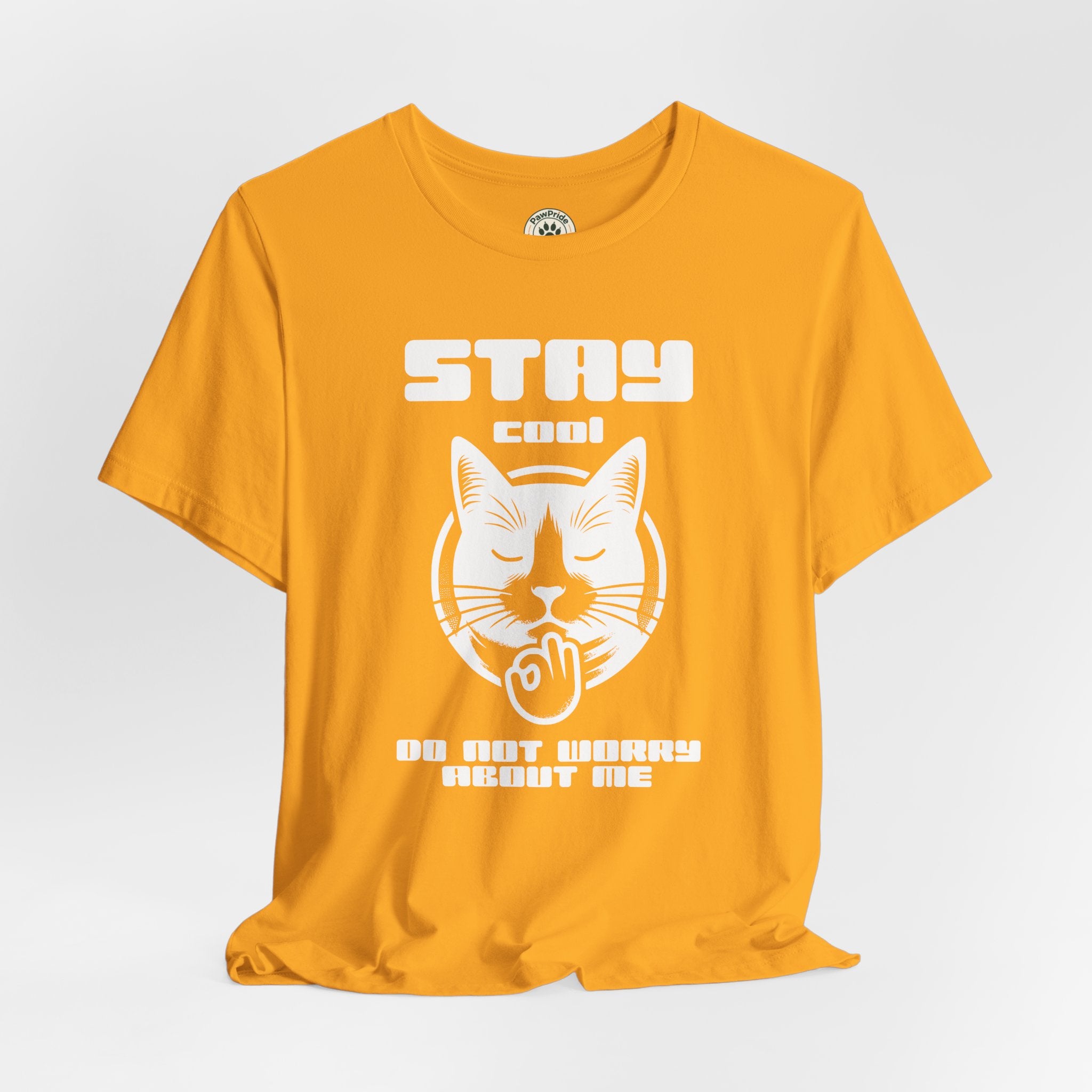 Stay Calm Cat T-Shirt — Cute Grumpy Cat Graphic Tee ("Stay Calm — Do Not Disturb" )