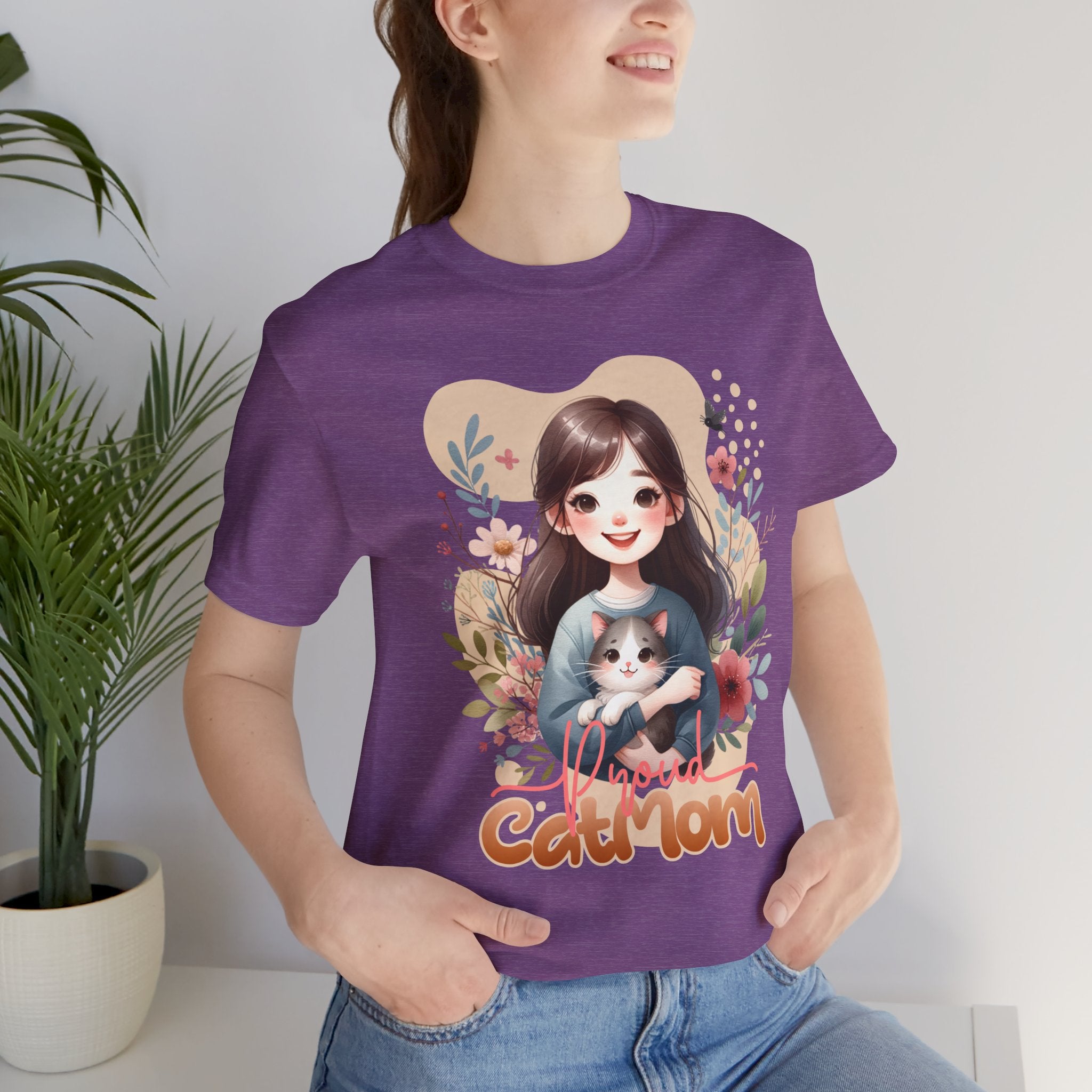 Cat Mom T-Shirt — Cute Floral Illustration Tee for Women Cat Lovers