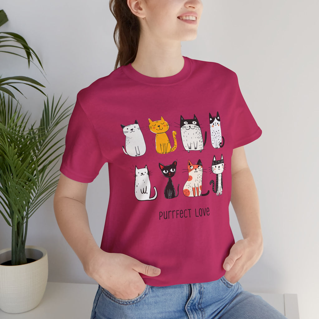 Purrfect Love Cat T-Shirt — Cute Cartoon Cats Tee for Cat Lovers
