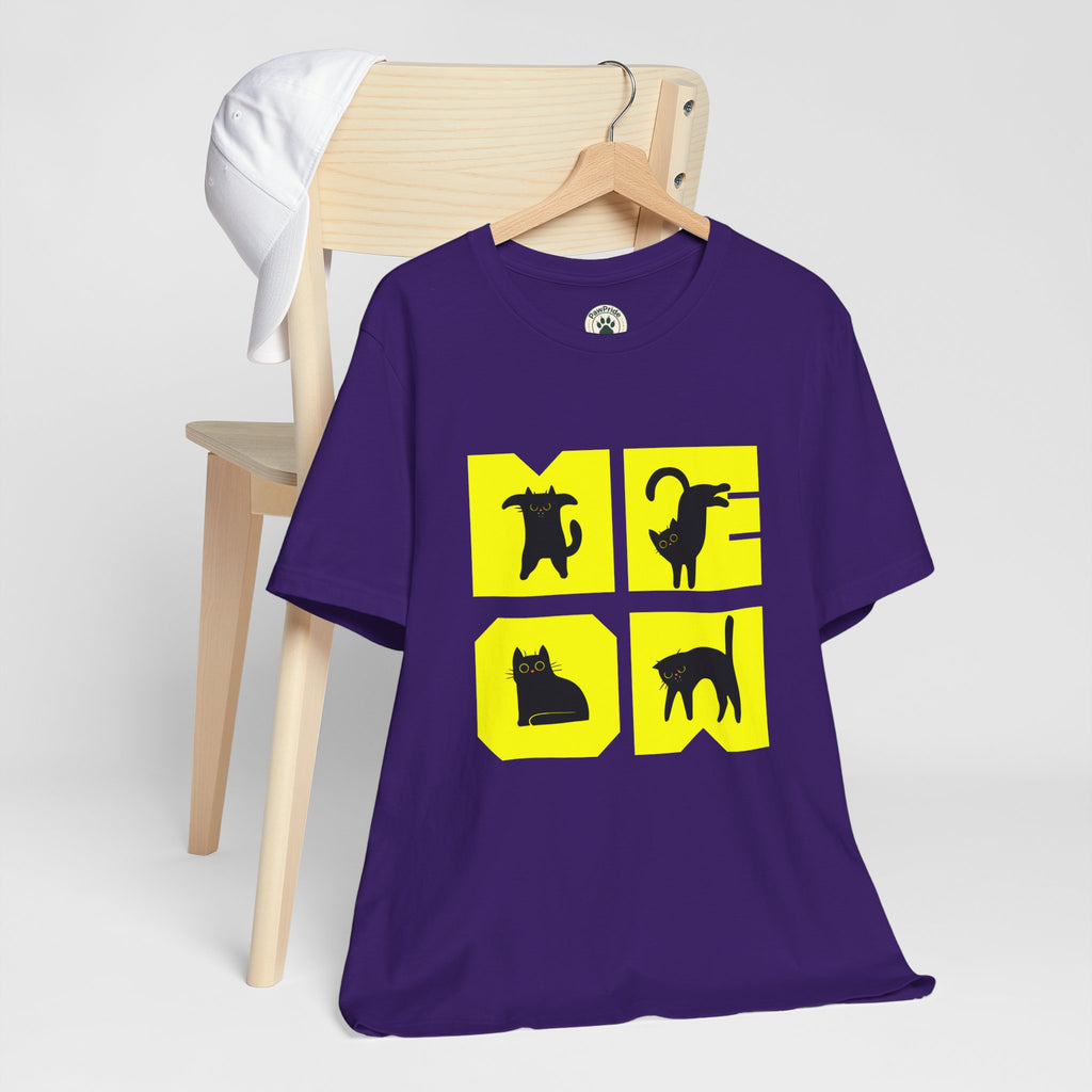 Cat Silhouette Tee — Yellow Block Cats Graphic T-Shirt
