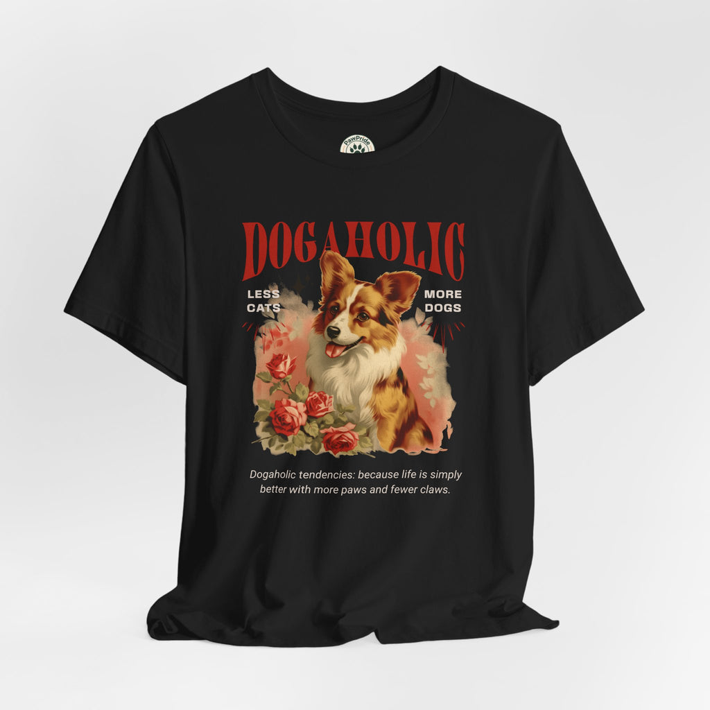 Dogaholic Graphic Tee — Vintage Floral Dog Lover T-Shirt