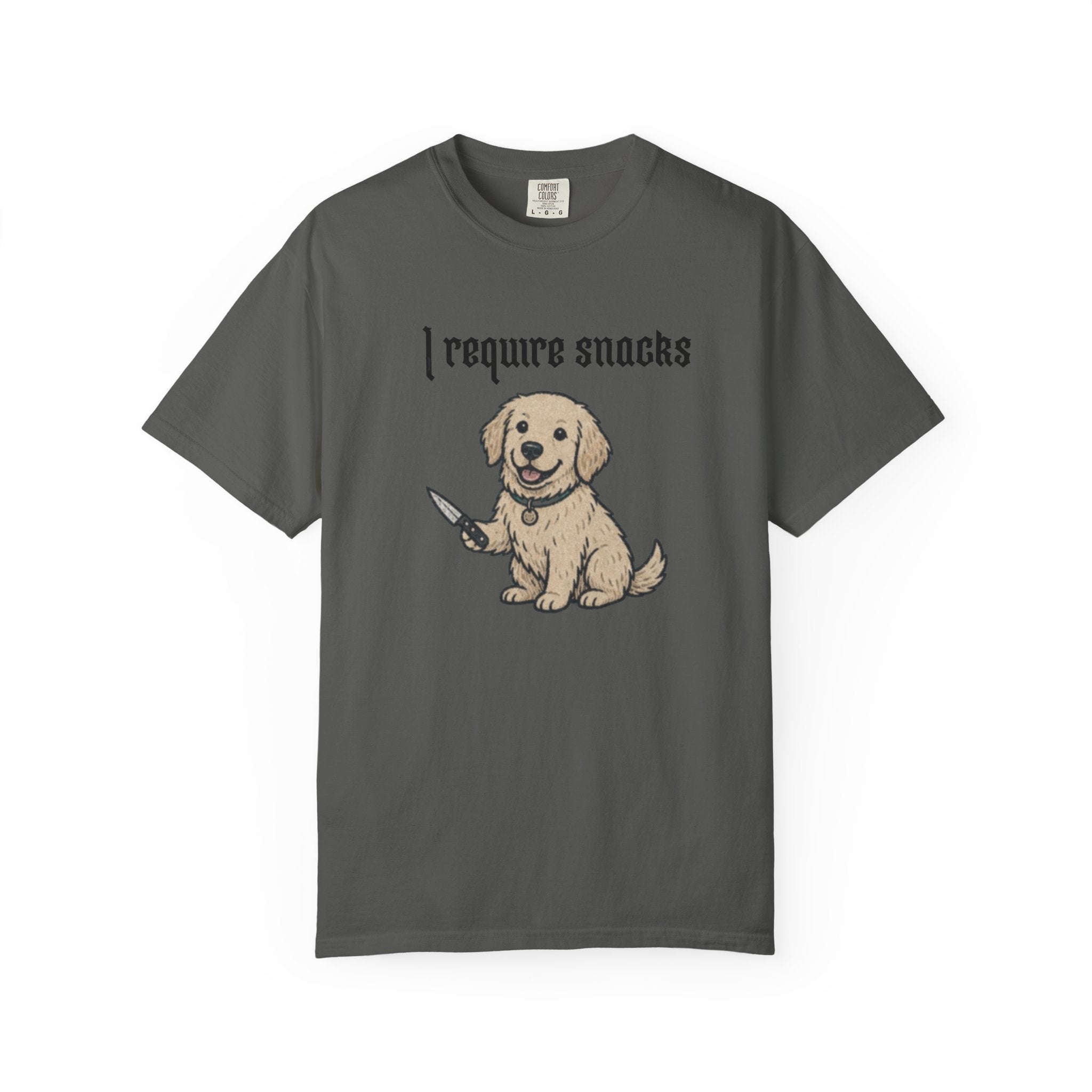 I Require Snacks T-Shirt — Cute Golden Retriever Graphic Tee