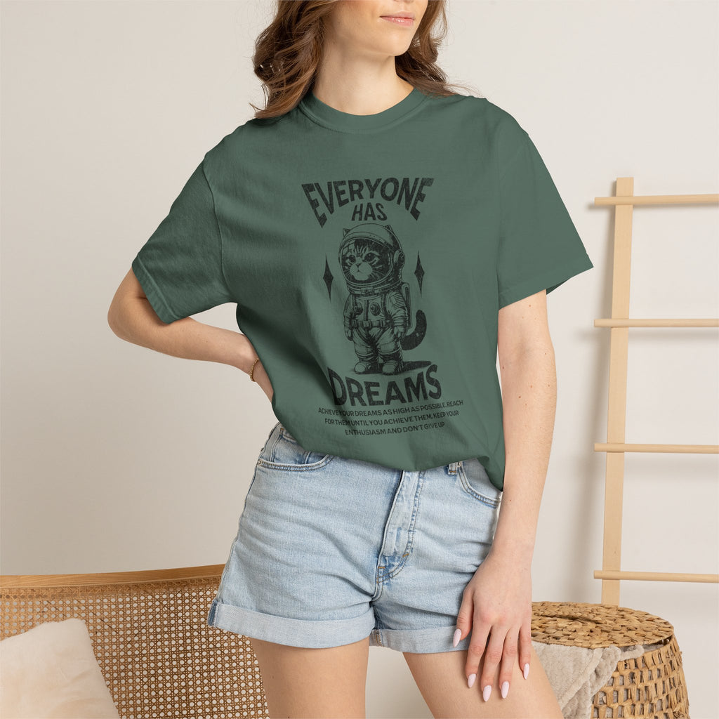 Everyone Has Dreams Astronaut Cat T‑Shirt — Vintage Space Graphic Tee