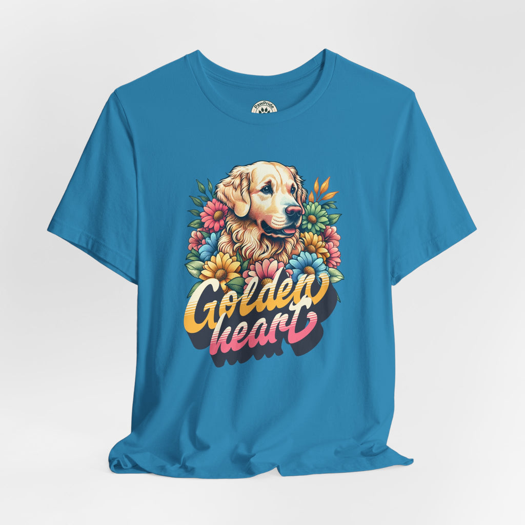 Golden Heart T-Shirt — Retro Floral Golden Retriever Tee