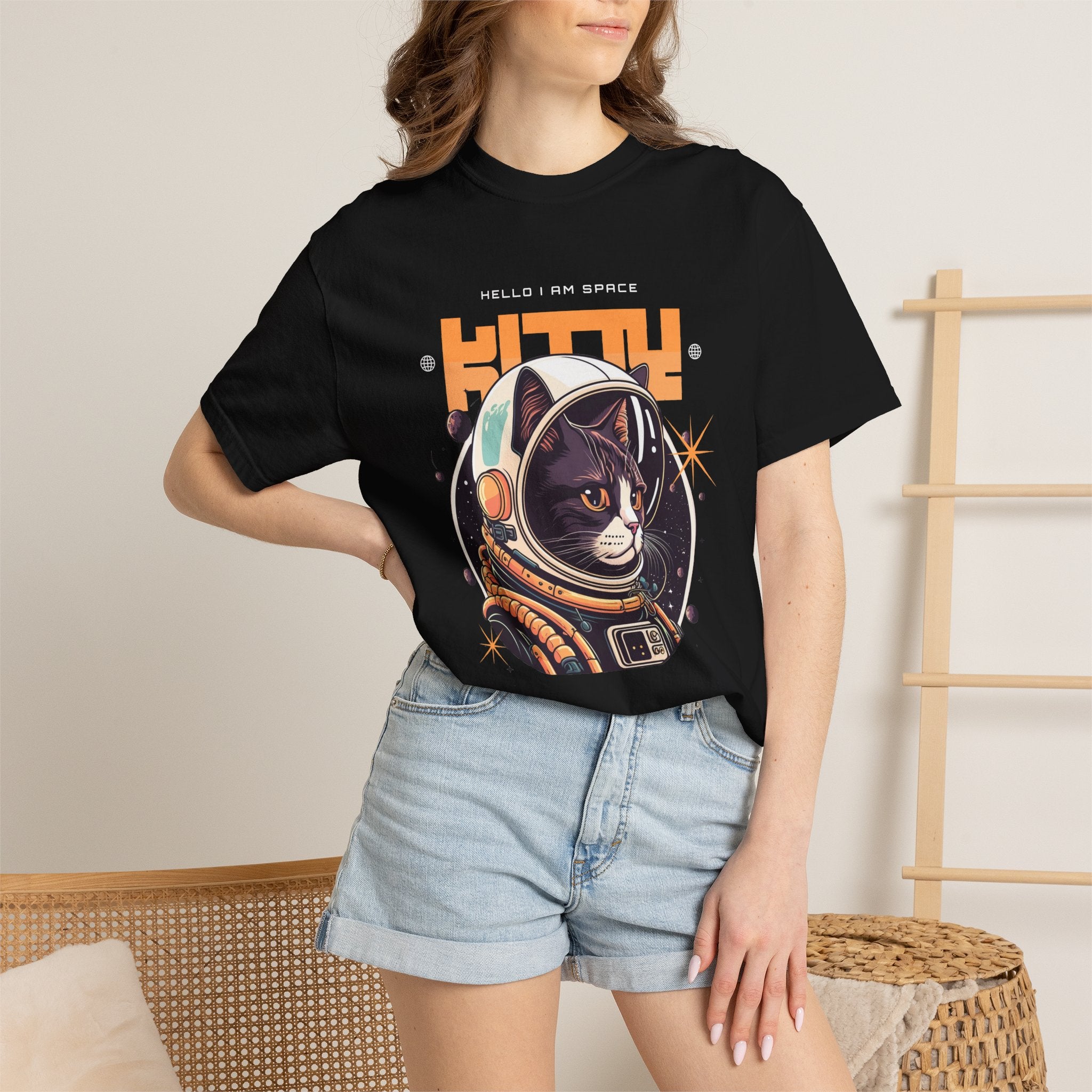 Astronaut Cat T-Shirt — "Hello I Am Space" Retro Spacecat Tee