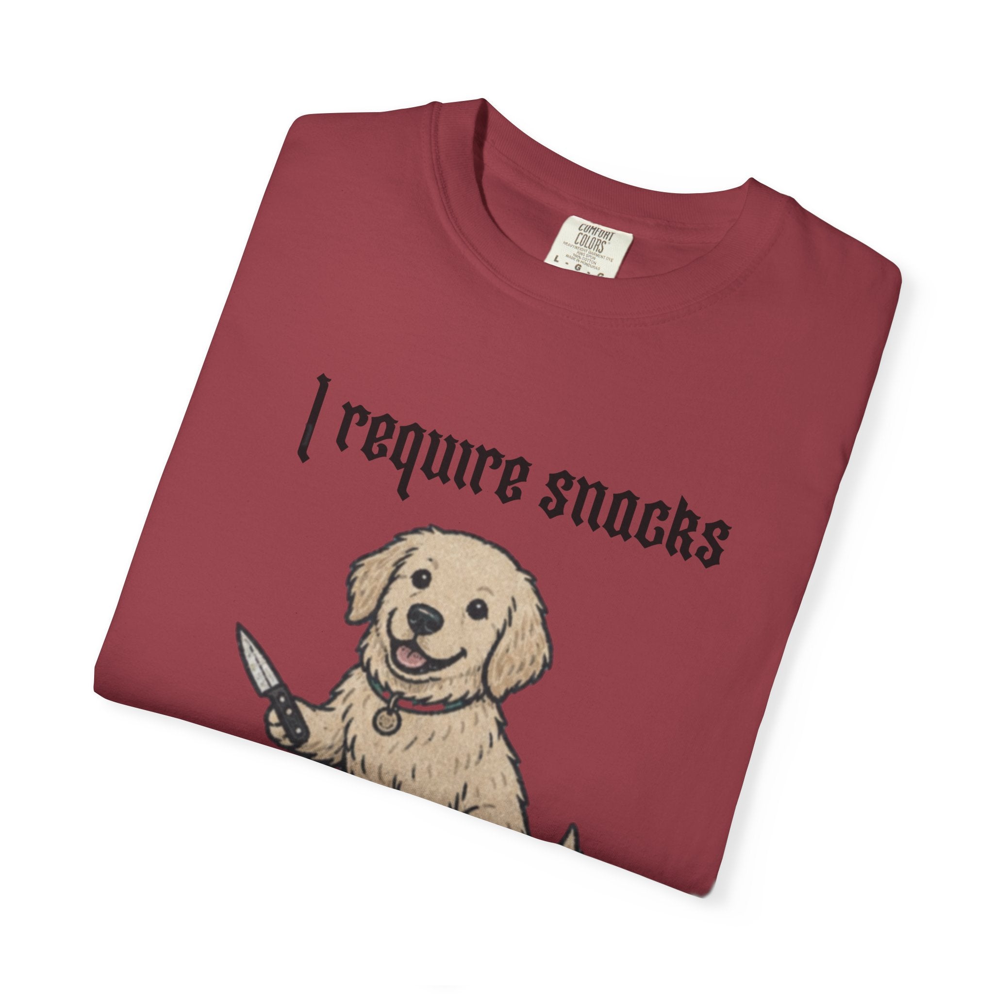 I Require Snacks T-Shirt — Cute Golden Retriever Graphic Tee