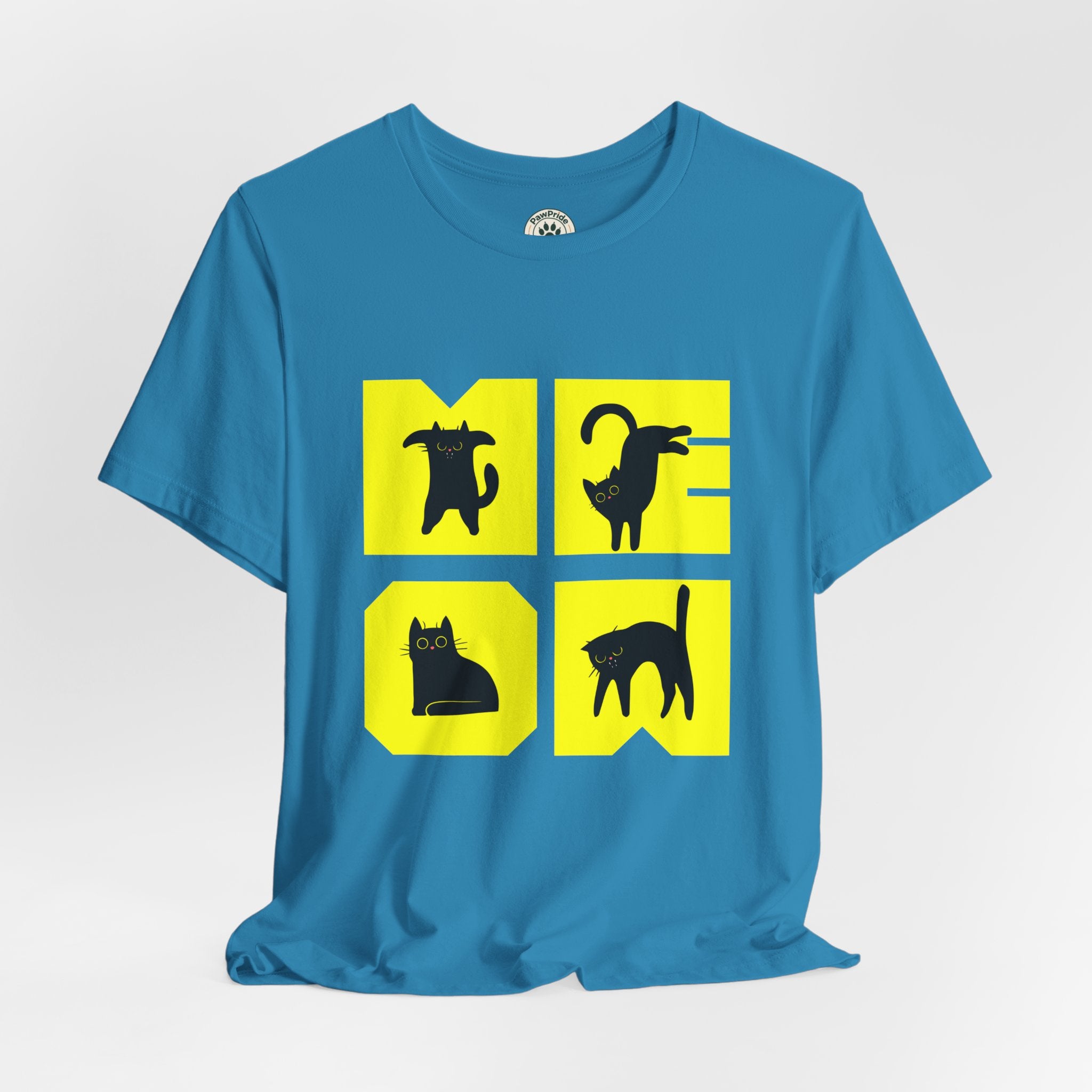 Cat Silhouette Tee — Yellow Block Cats Graphic T-Shirt