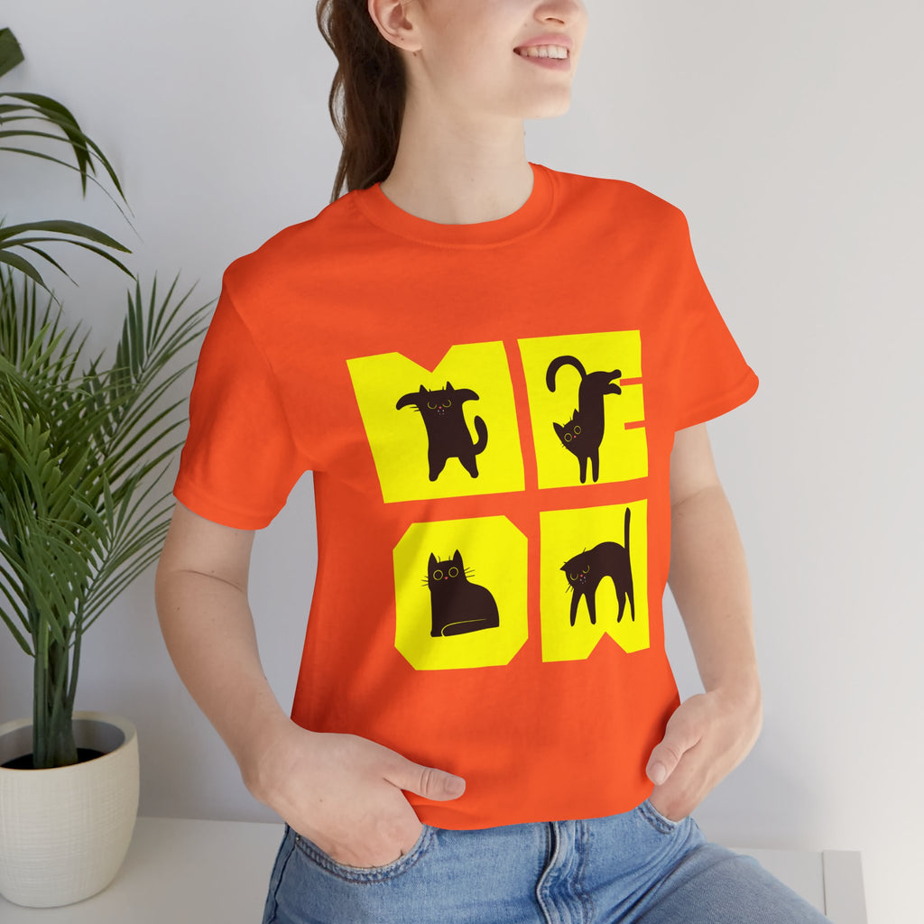 Cat Silhouette Tee — Yellow Block Cats Graphic T-Shirt