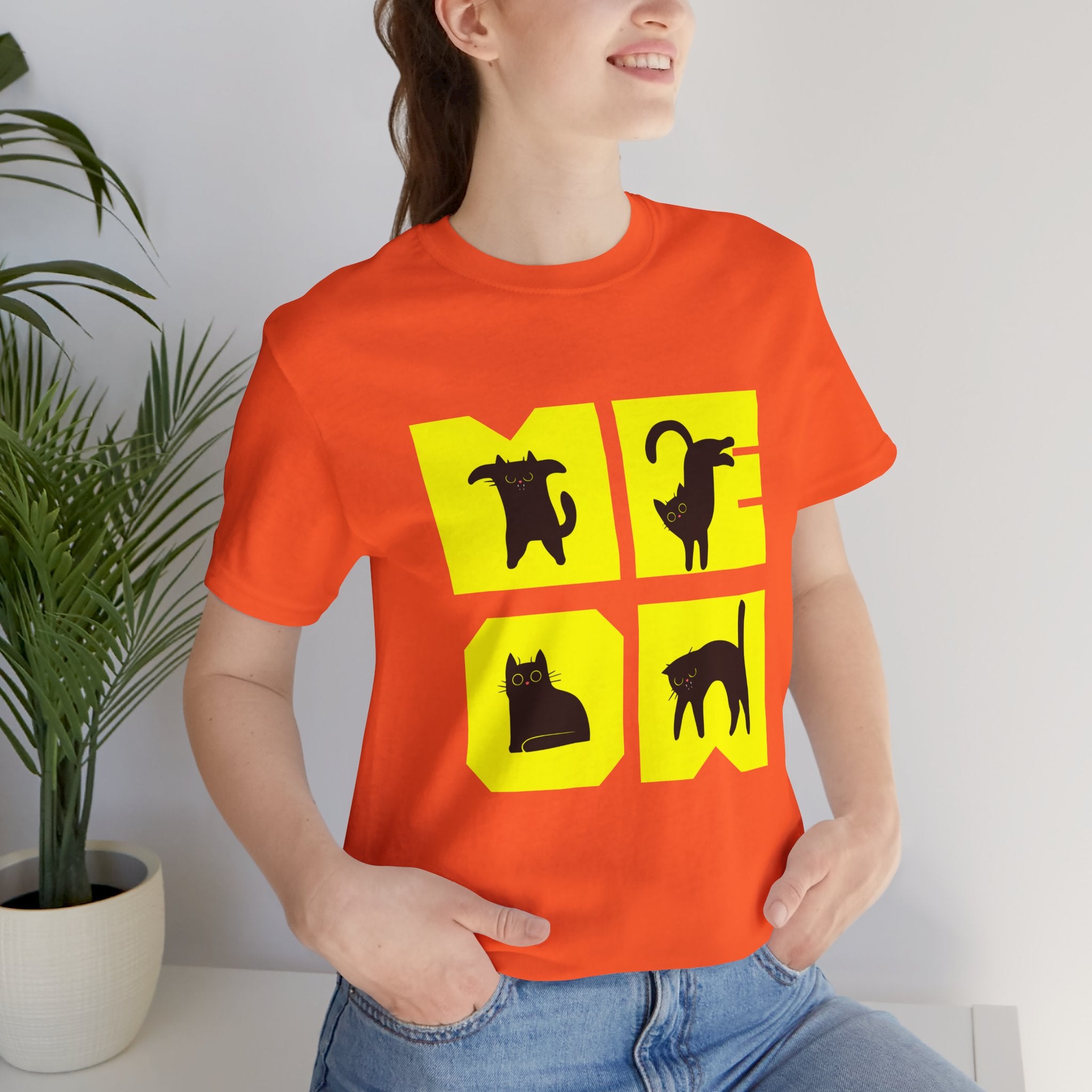 Cat Silhouette Tee — Yellow Block Cats Graphic T-Shirt